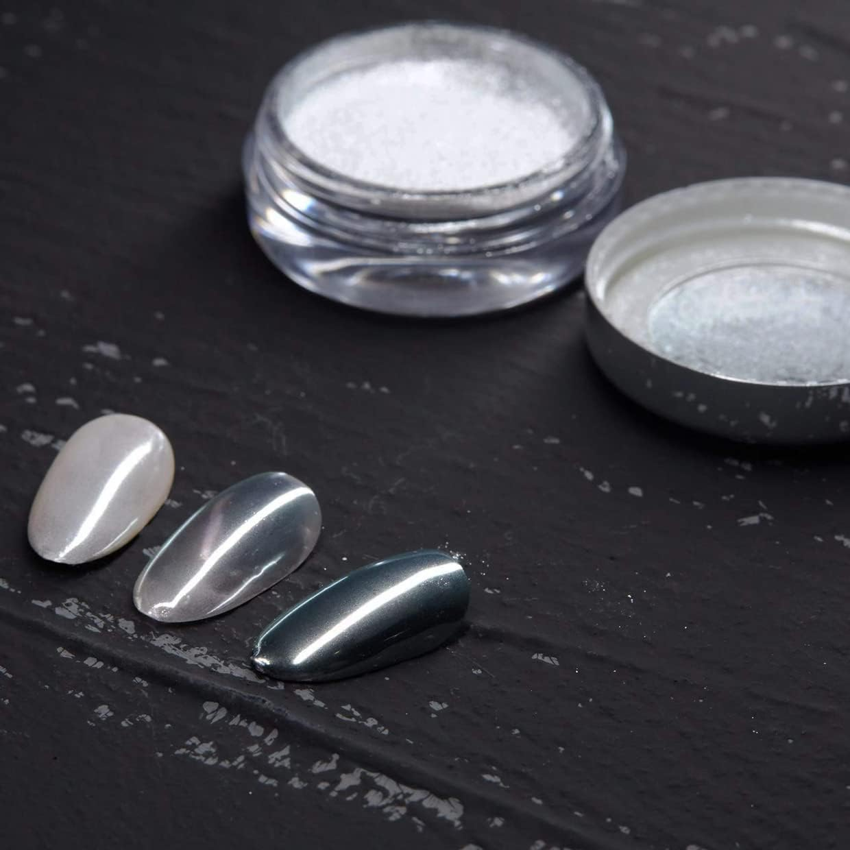 Pretty Diva White Chrome Nail Powder - 1G Super Glossy Mirror Effect White Moonlight Nails Chrome Powder Metallic Chrome Pigment for Nails