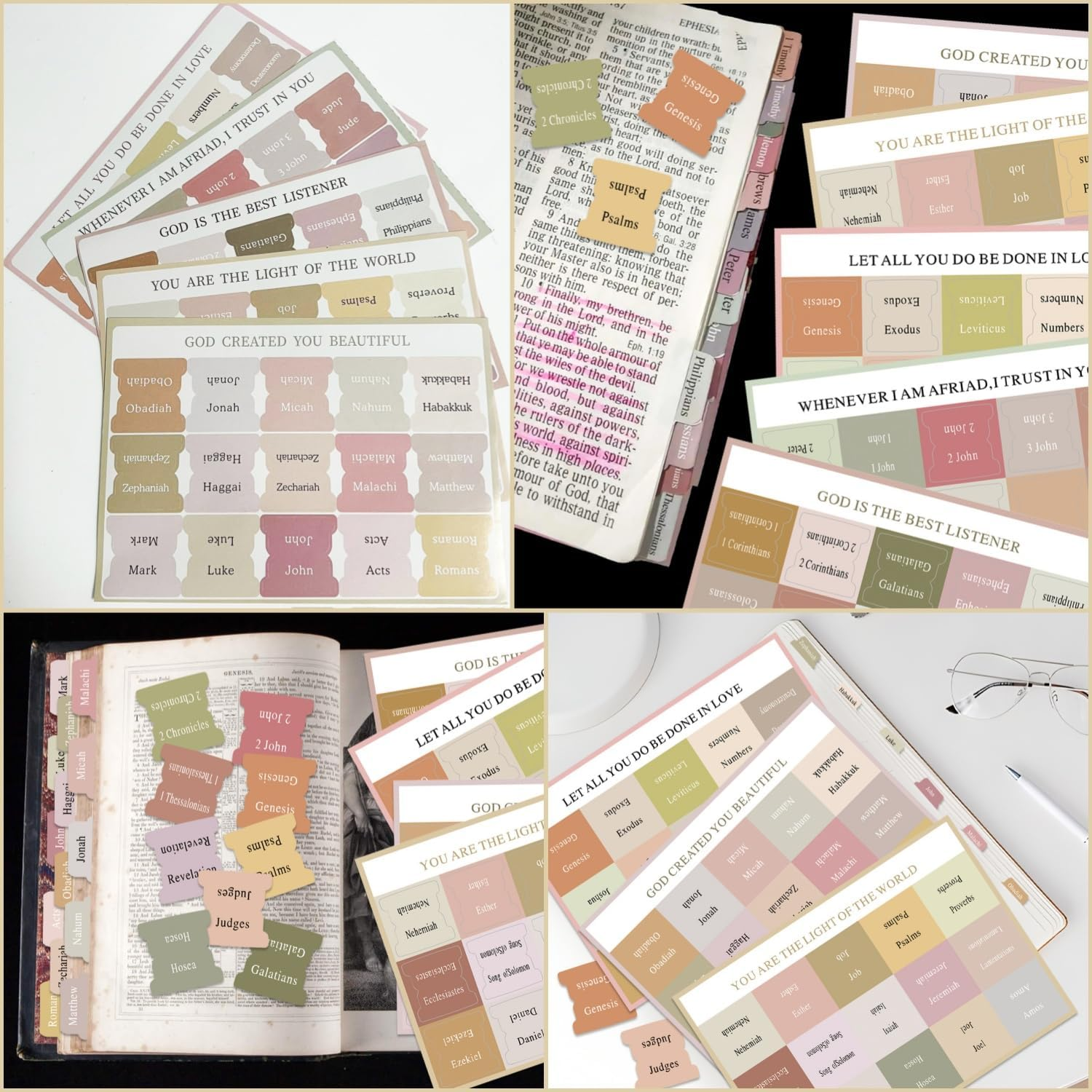 Bible Tabs for Women & Men, 75 Tabs, Laminated Bible Tabs for Study Bible, Large Print Neutral Bible Tabs for Easy Navigation, Boho Theme, Bible Index Tabs Bible Tabs, Boho Theme (C) image number 6