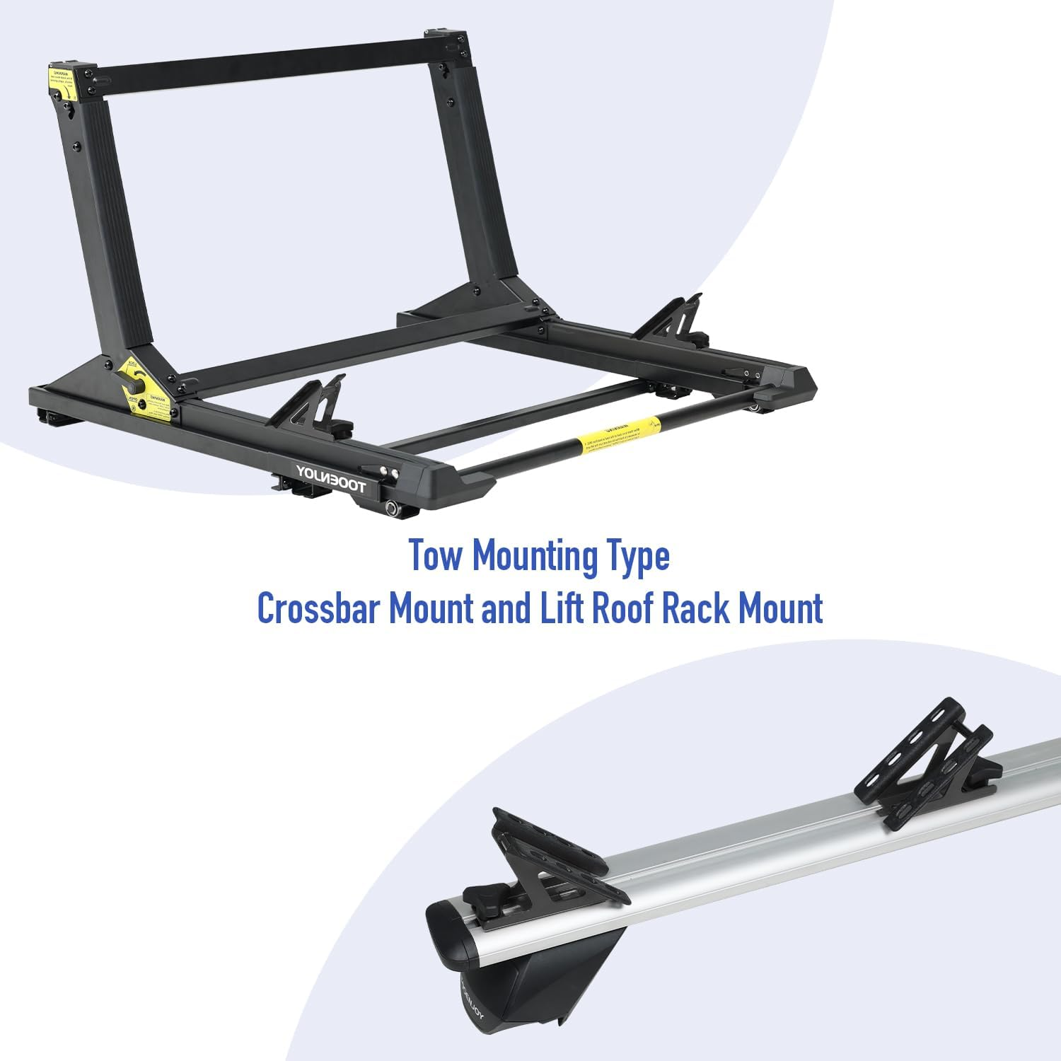 TOOENJOY Universal Metal Kayak Roof Rack Saddles, 4 Pack Car Top Kayak Canoes Carrier with Tie down Straps for Mounting on SUV, Car Crossbar (Black) image number 5