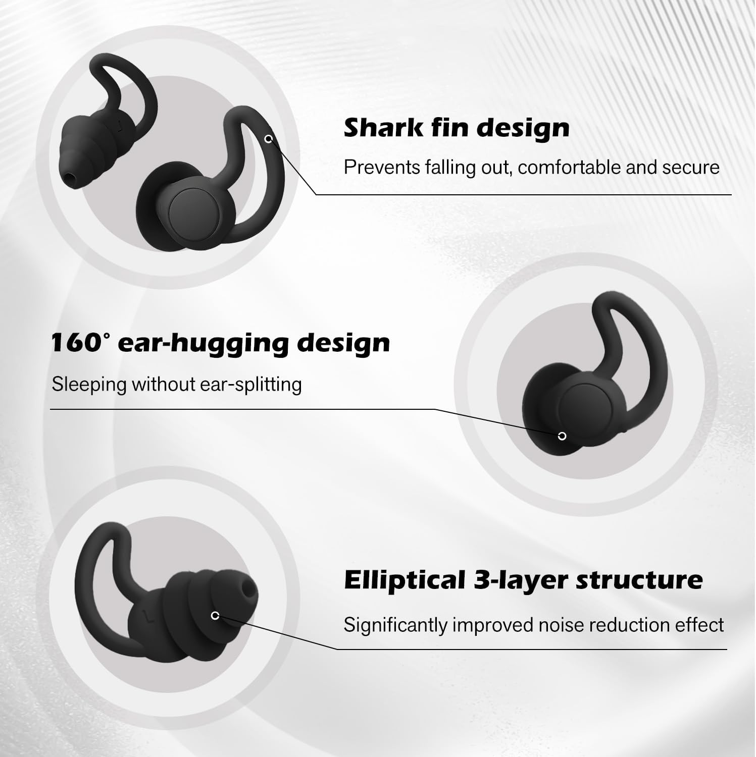 TORMEN Ear Plugs for Sleeping Noise Cancelling Reusable Silicone Earplugs for Women Soft Comfortable Sleep Ear Plugs for Snoring Travel Work Swimming Construction (2 Pcs White) image number 3
