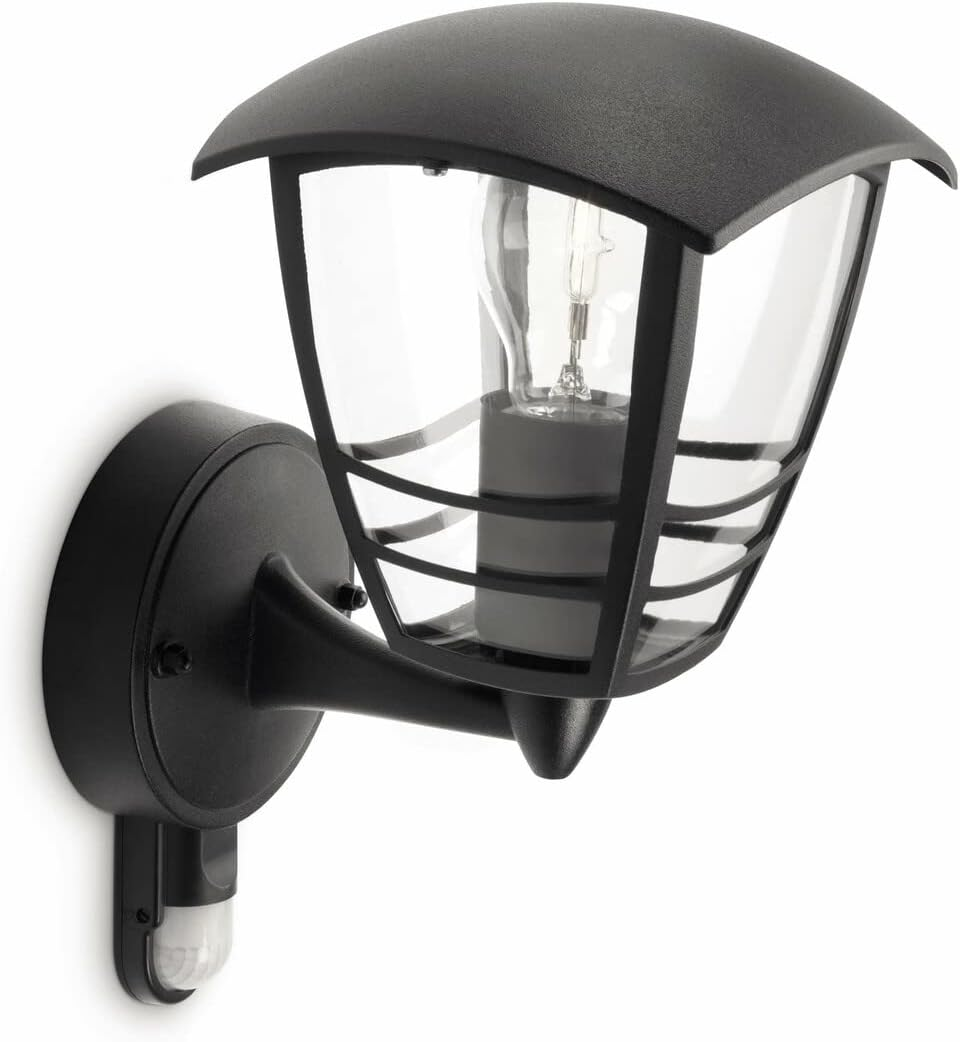 Philips Mygarden Creek Outdoor Wall Light with Motion Sensor (Requires 1 X 60 W E27 Bulb), 220-240V, Black