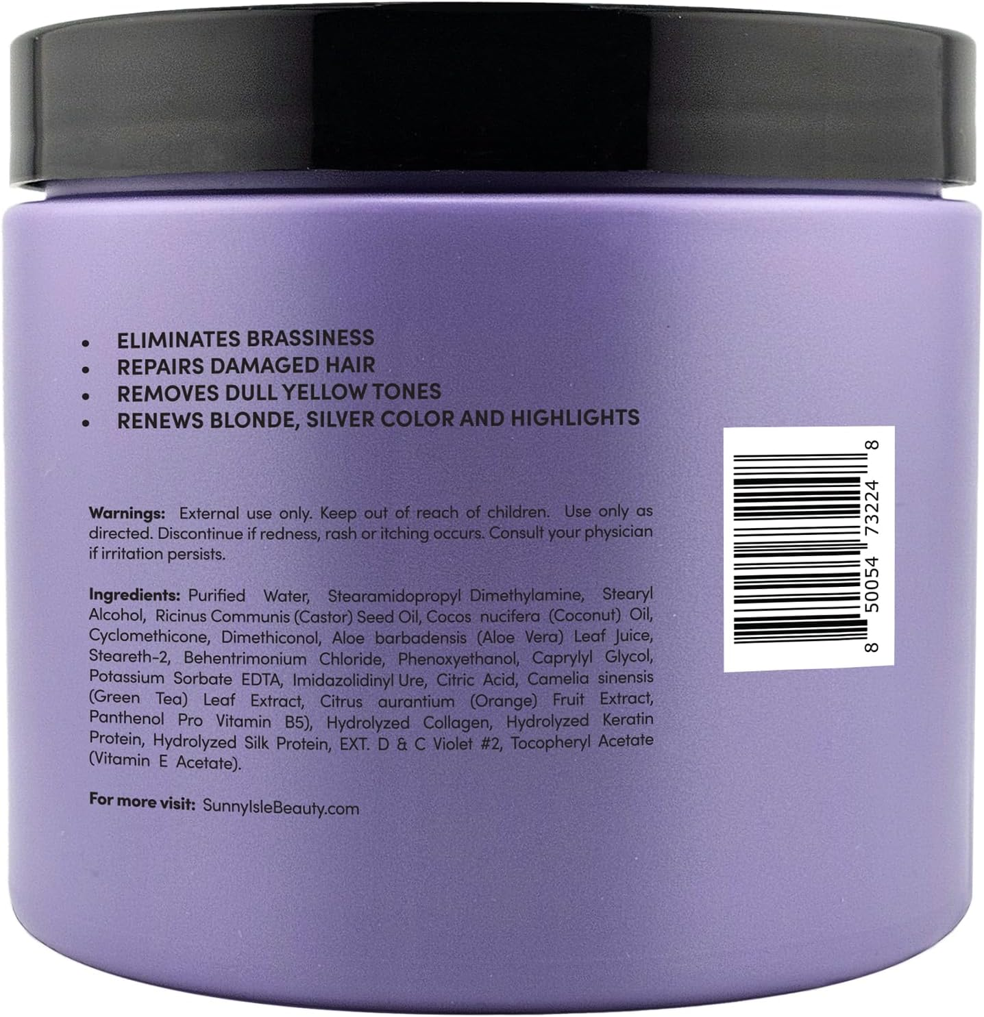 Sunny Isle Anti-Brass Color Enhancing Purple Hair Repair Masque 16Oz | Neutralizes Yellow Undertones & Brassiness image number 1