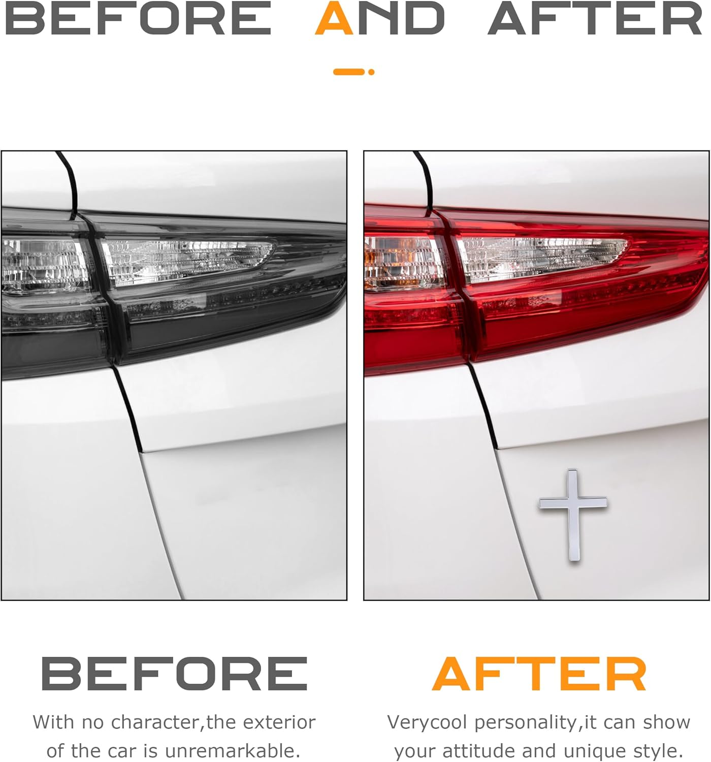 2PCS 3D Cross Stickers,Car Accessories Decals for Vehicles,Self Adhesive Cross Metal Car Emblem,2.5"&times;1.8" Cross Jesus Automotive Decal,Suitable for Trunk Tailgate Side Decoration (Silver) image number 6