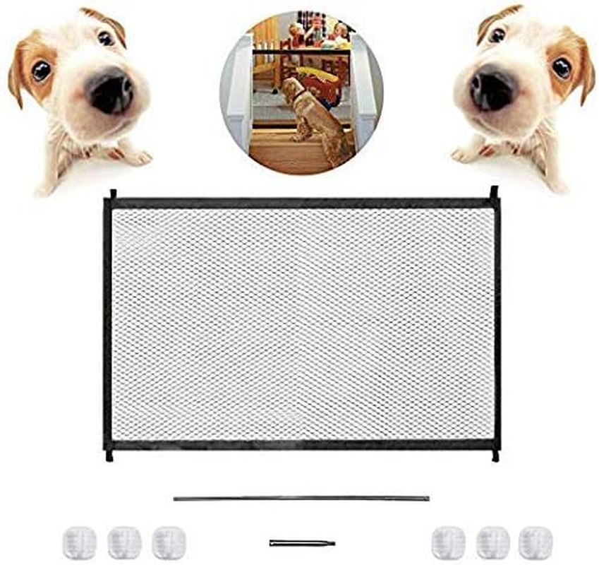 70.9"X28.3" Pet Gate,Baby Gate,Magic Gate Portable Folding Mesh Gate Safe Guard Isolated ，Indoor and Outdoor Safety Gate Install Anywhere (Black) image number 2