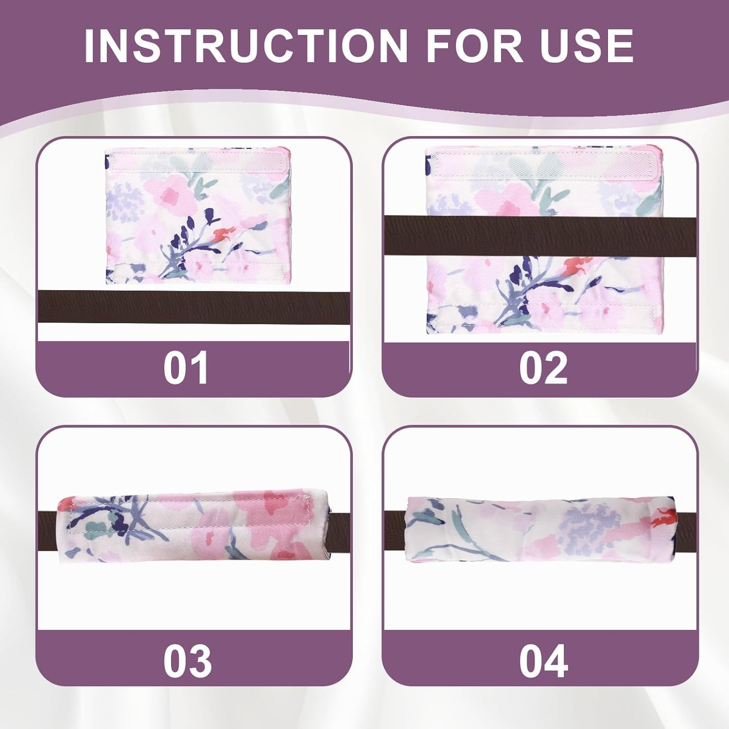 4 Pack Satin Mask Strap Covers, Universal and Reusable Comfort Pads, Face Cushion Cover for Strap Headgear, Headgear Pads for Reducing Red Marks (Floral) image number 4