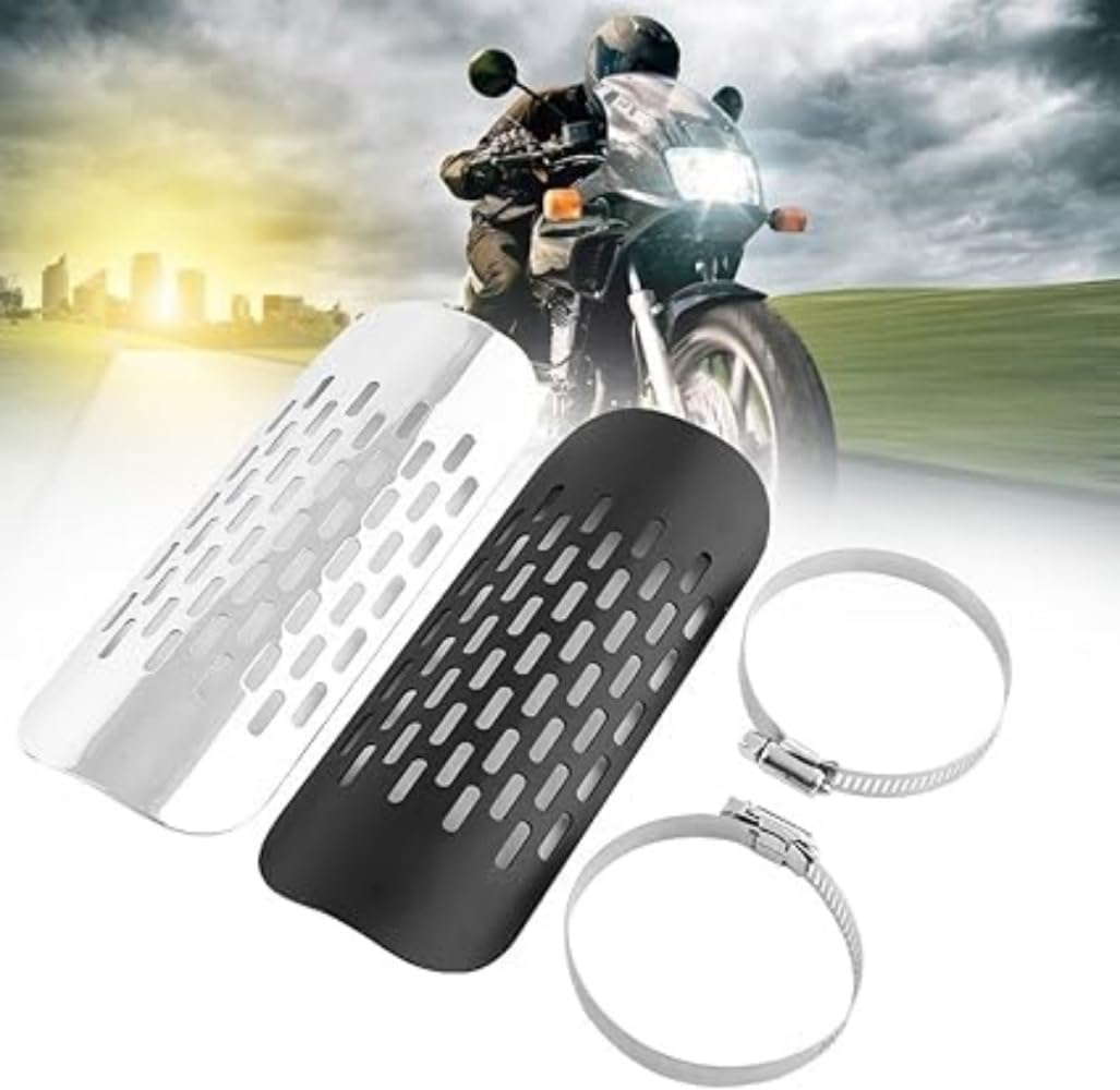 Universal Motorcycle Exhaust Heat Shield Chrome Plated Iron Exhaust Heat Insulation Shield Muffler Guard with 2 Adjustable Mounting Clamps Compatible with Suzuki Compatible With image number 5