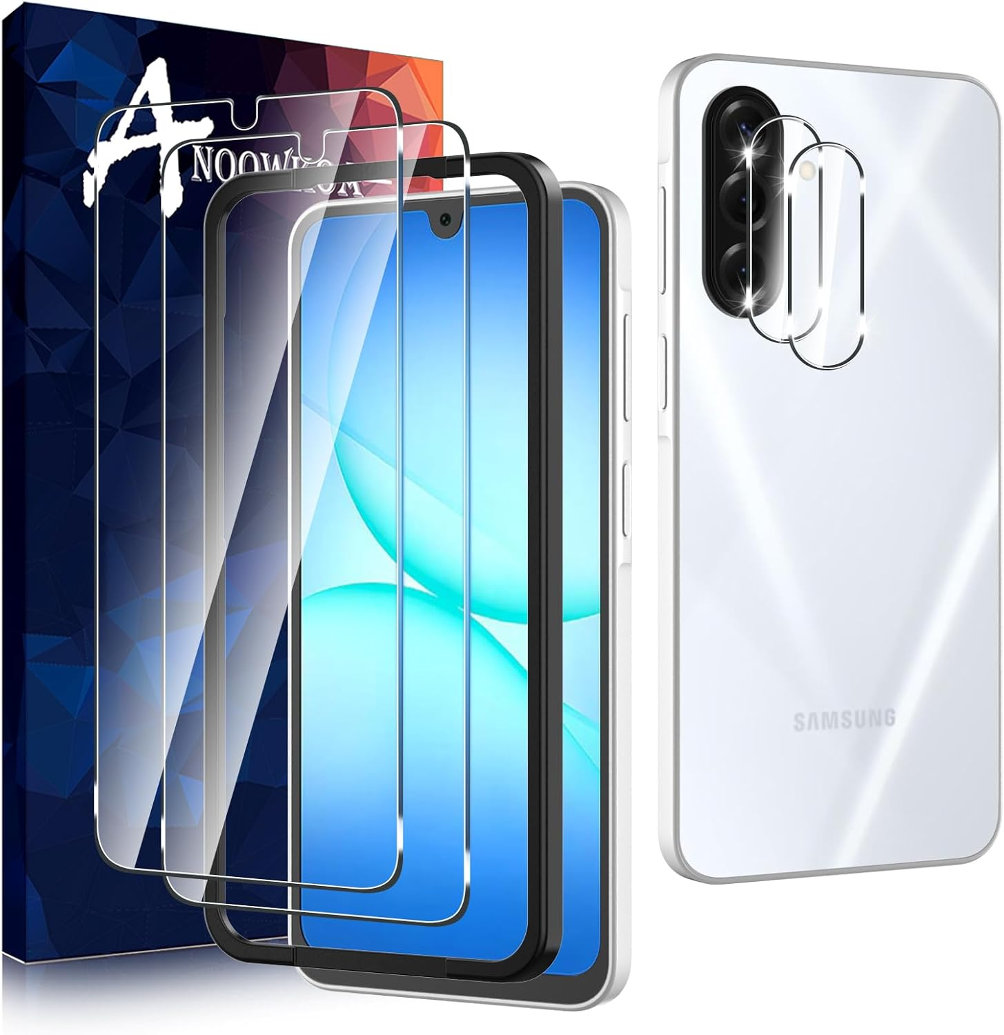 Anoowkoa Tempered Glass Screen Protector for Samsung Galaxy A17 5G/4G 9H Hardness HD Clear Screen Protector for Samsung A17 and Camera Protective Film Anti-Scratch with Positioning Aid Pack of 2 + 2 image number 6