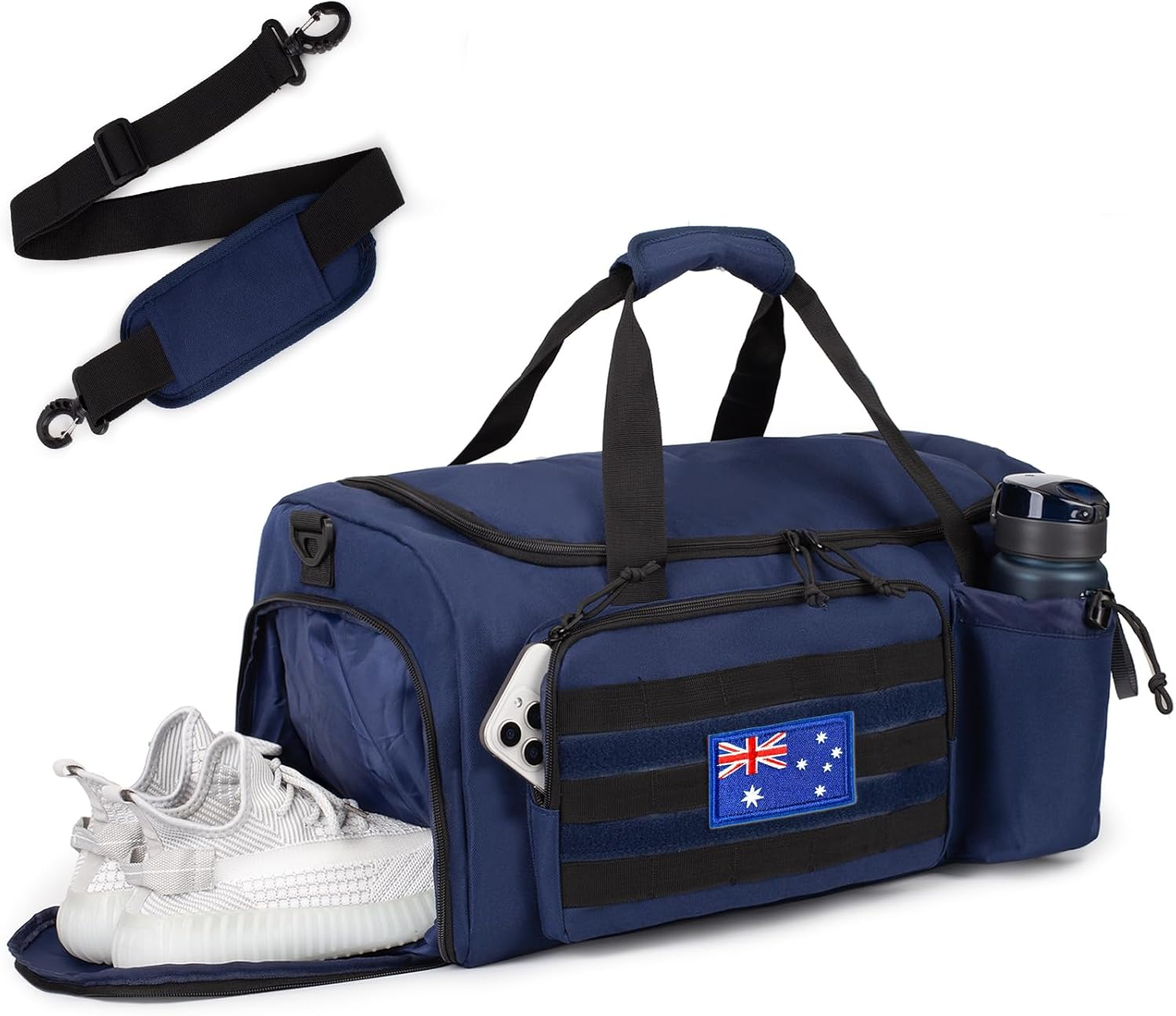 Tactical Gym Bag for Men, 40L Large Capacity Duffle Bags with Shoes Compartment, Sports Bag with Wet Compartment, Multi-Functional Weekend Bags Suitable for Travel, Camping,Hiking