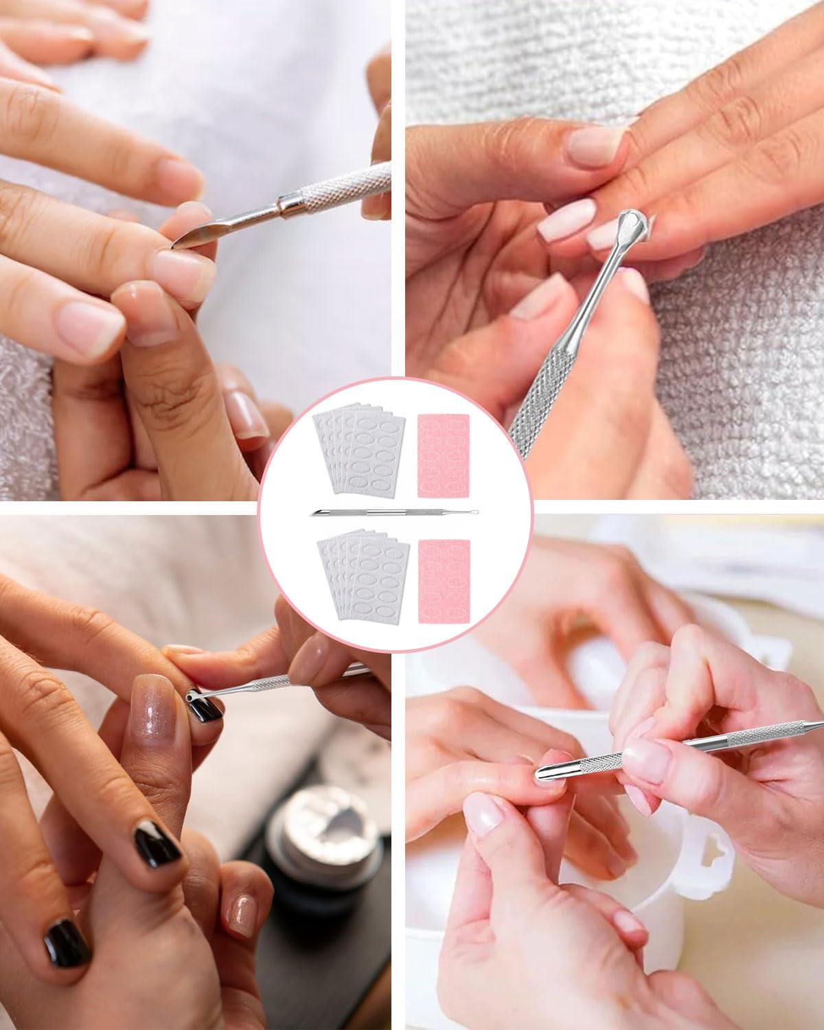 KEMUZ 1 X Cuticle Pusher Double Head Stainless Steel with 12 Pieces Self-Adhesive Sandpaper, Double Ended Professional Cuticle Pusher Cuticle Removal Pusher for Manicure and Pedicure image number 4