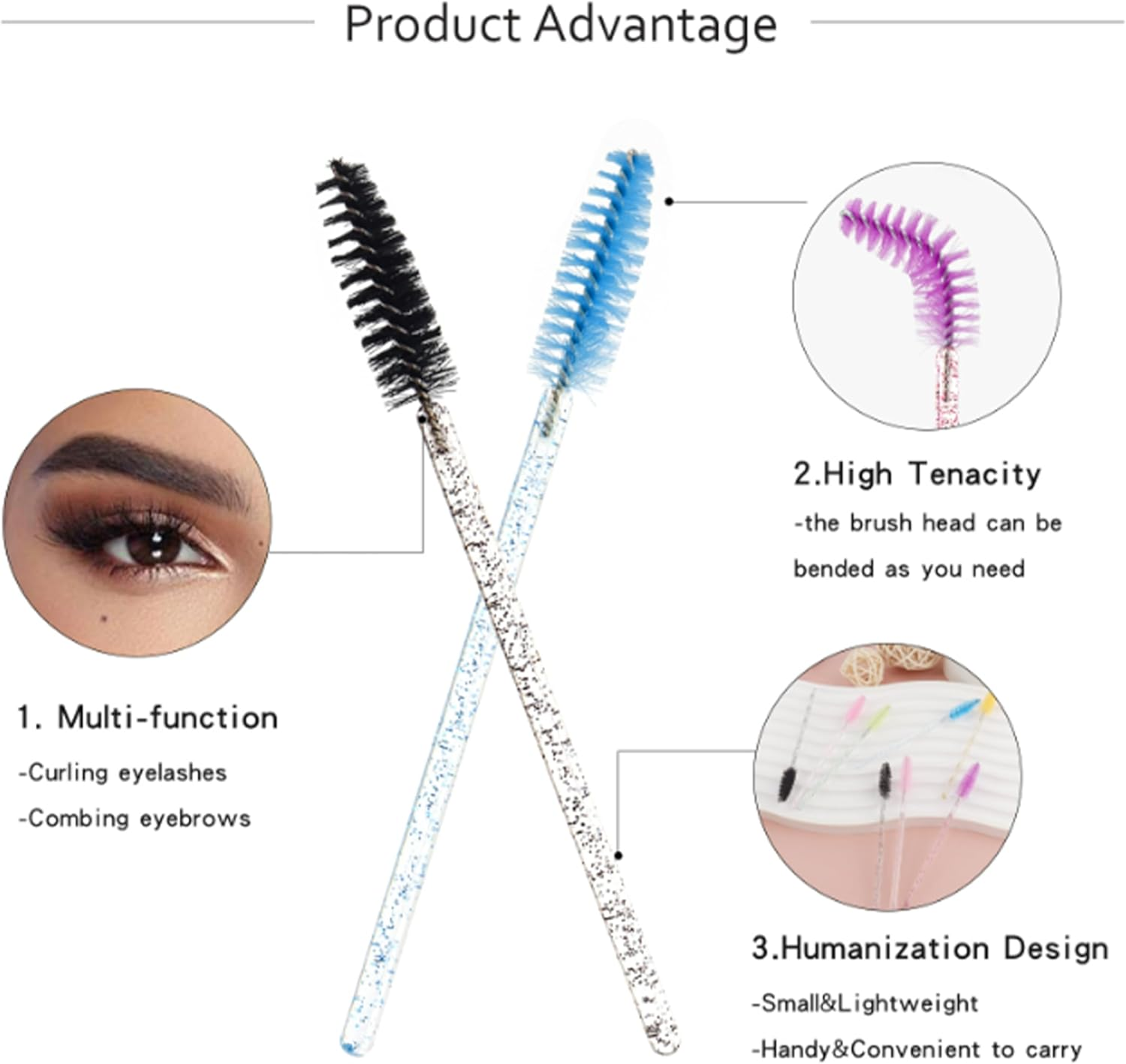 300 Disposable Crystal Spoolies for Eyelash Extensions, Brows & Makeup &ndash; Lash Brushes for Salon & Professional Use image number 6