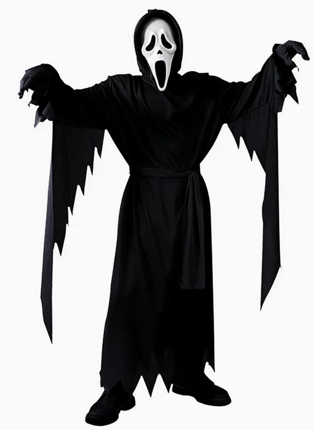 Scary Scream Costume Gostfaceing Costume Black Robe with Mask Mens Costume Halloween Cosplay Costume