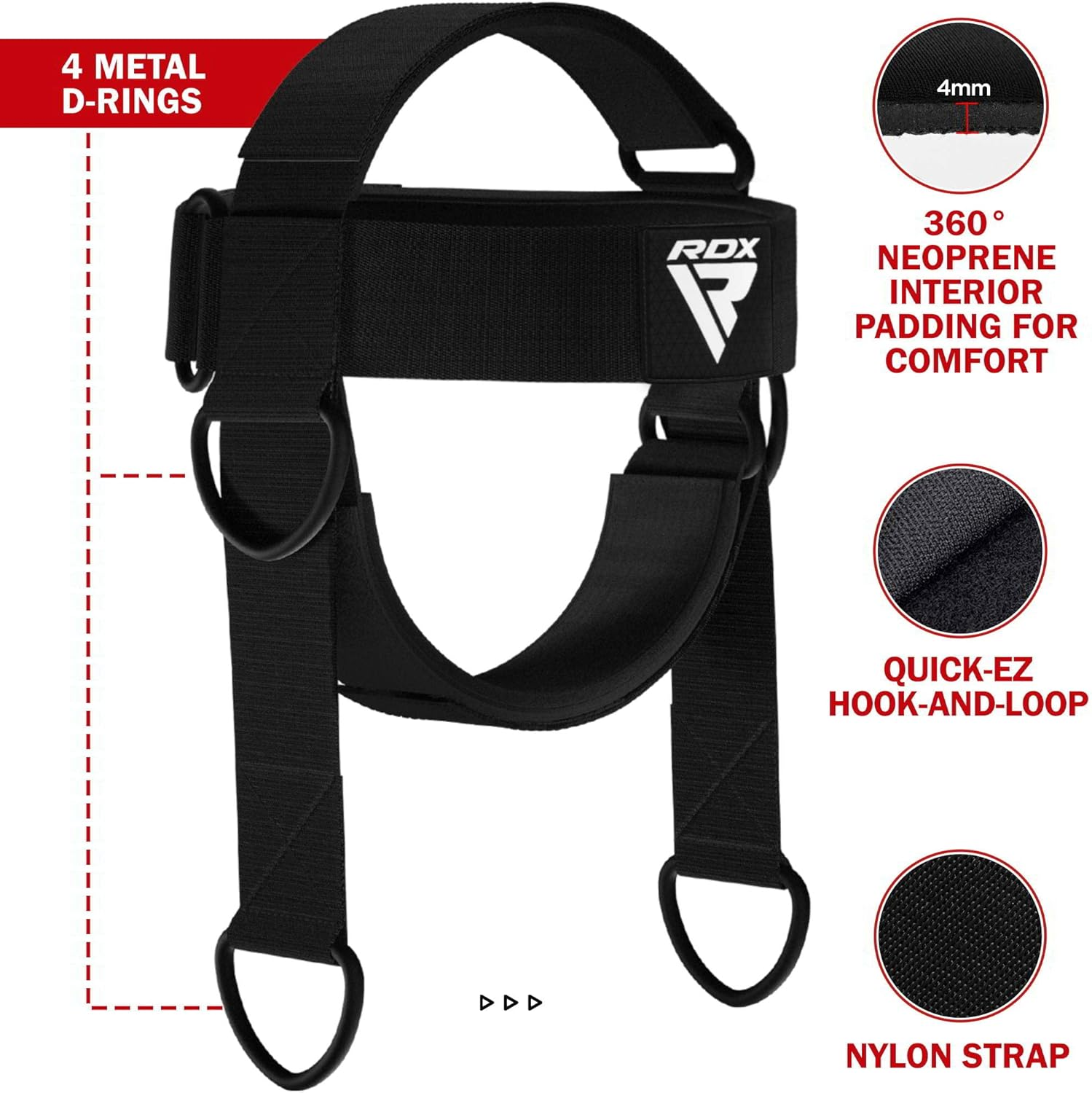RDX Neck Harness Weight Lifting Training, Head Harness Exerciser, 4MM Padded Neck Builder, 90CM Long Adjustable Steel Chain, Gym Boxing Strength Resistance Workout, Strengthener Trainer Equipment image number 1