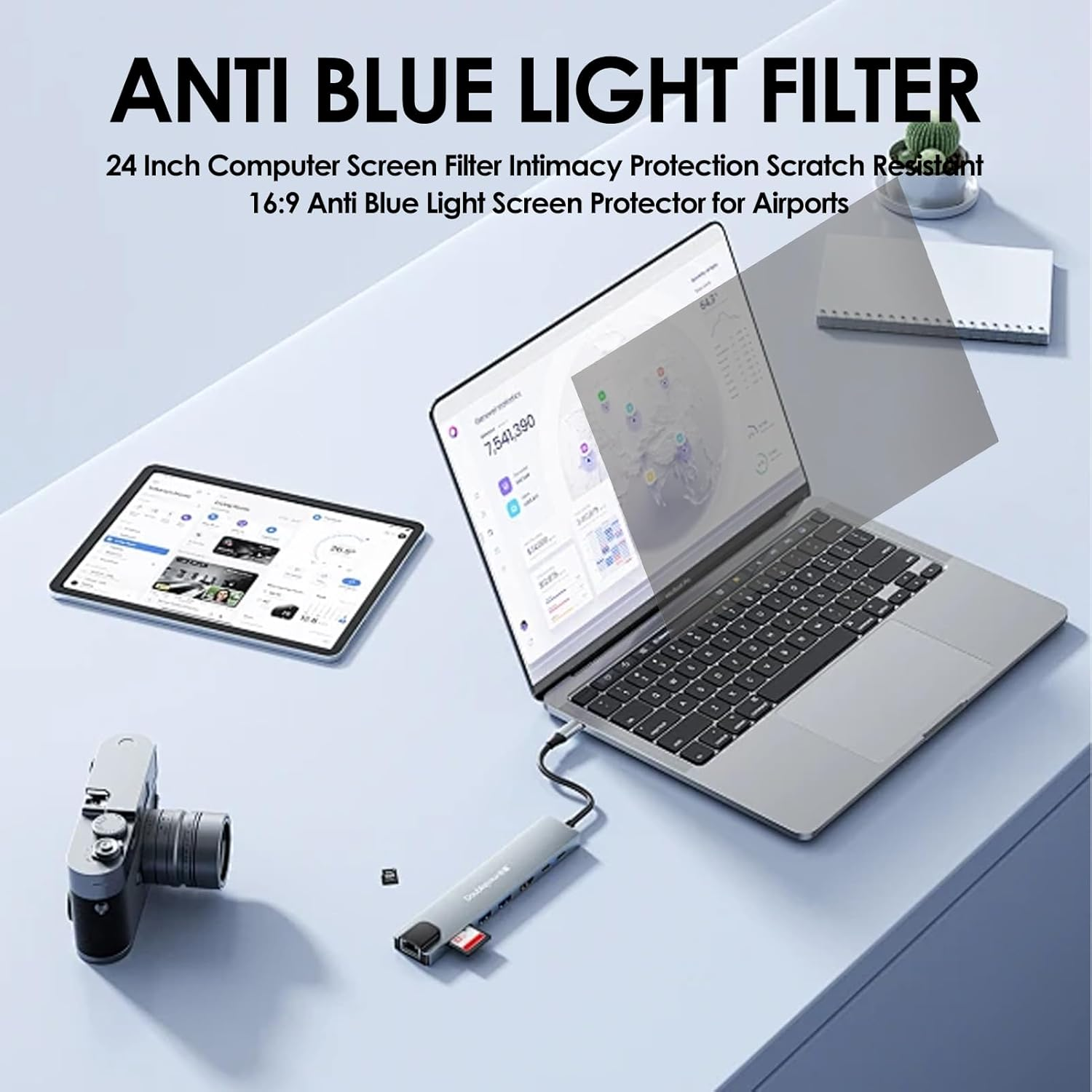 24 Inch Computer Screen Filter for 16:9 Widescreen Monitor, anti Scratches, anti Blue Light anti Glare Screen Protector Film