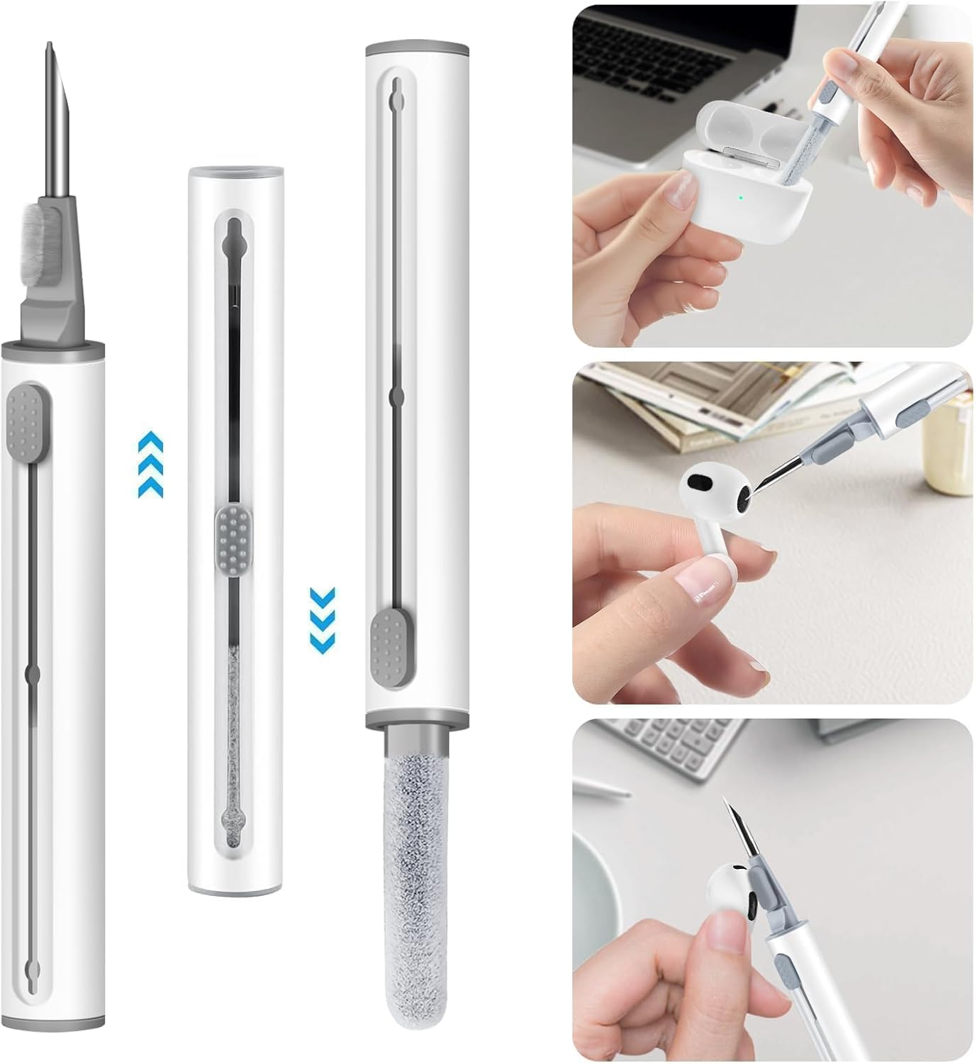 For Airpods Case Cover, Come with Cleaner Kit, Soft Silicone Protective Cover with Buckle, Compatible with Apple Airpods 2Nd 1St Generation Charging Case, Front LED Visible, Sky Blue