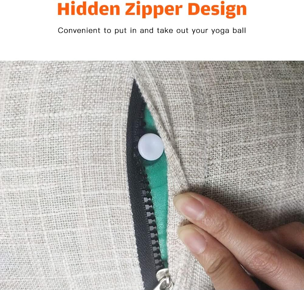 LAPOOH 55Cm/65Cm/75Cm Cotton+Linen Protective Yoga Ball Cover Exercise Ball Protection Skin Wrap Accessory image number 3