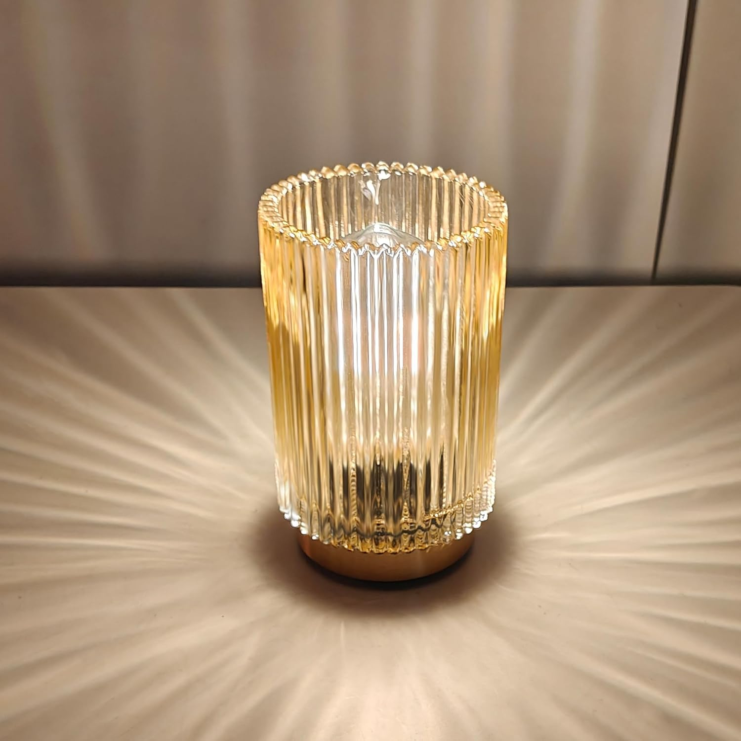 MEKOTRIN Table Lamp, Cordless Night Stand Lights with Glass Lampshade, Small Rechargeable Romantic Atmosphere Lamp with LED Bulb, Decorative Bedside Lamp for Living Room Bathroom (Amber)