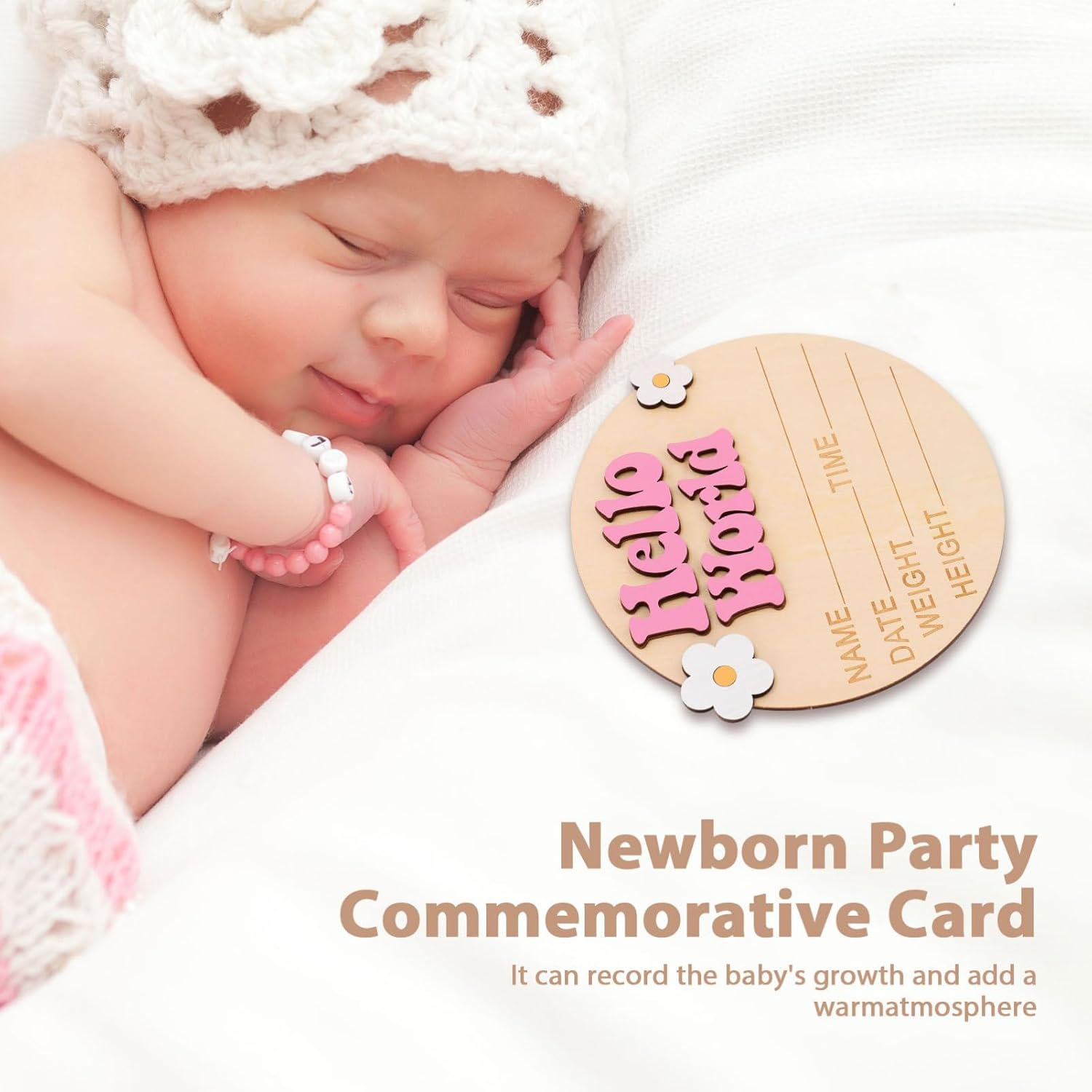 VICASKY Milestone Announcement Sign for Newborn Nursery Decor Growth Record Plaque for Newborn Photo Props and Showers image number 4
