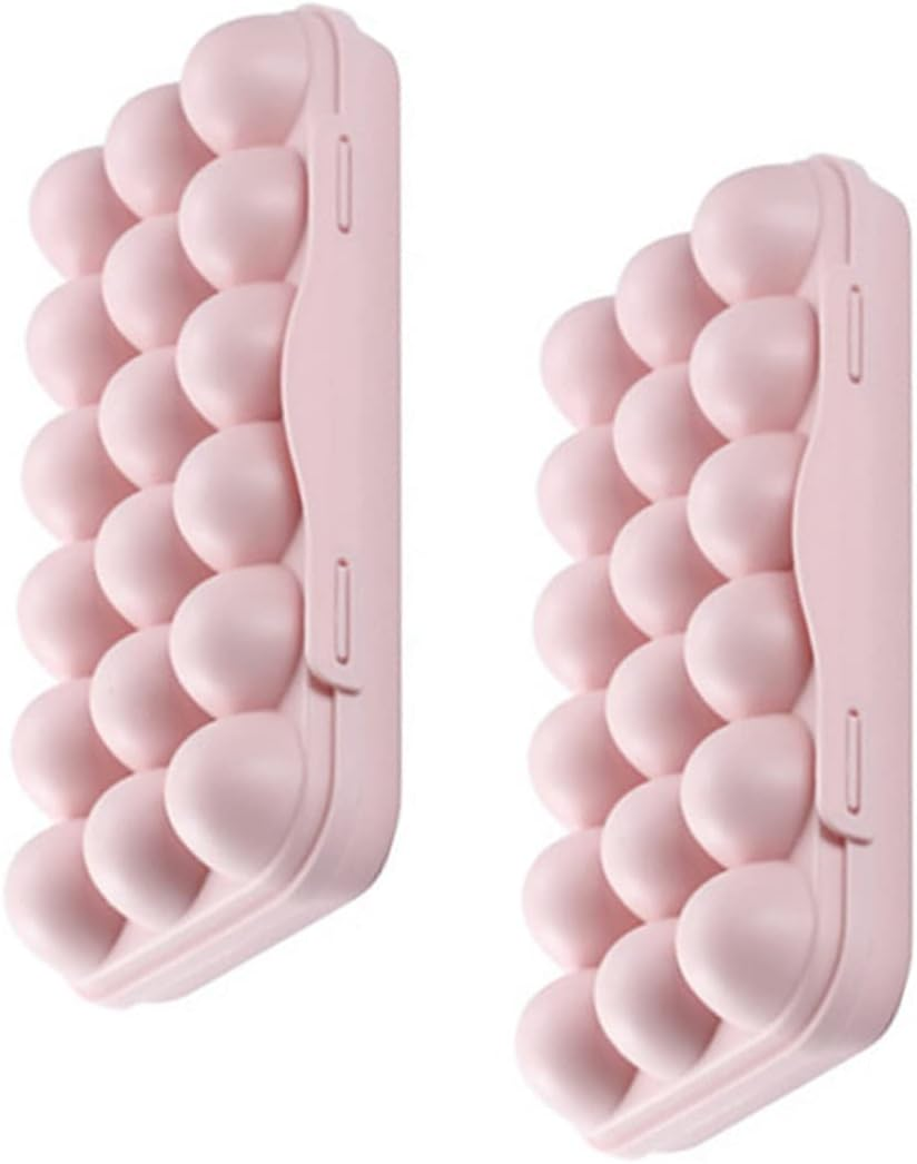 MAGICLULU Egg Storage Container 18 Grids Plastic Refrigerator Egg Holder Portable Anti-Collision 2Pcs Pink Stackable Box for Home
