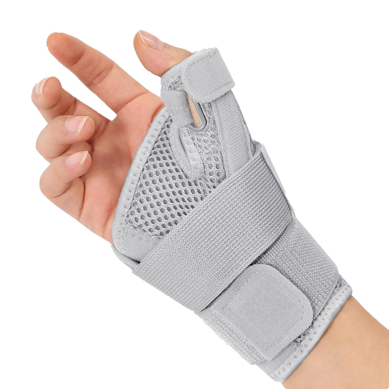 ​Adjustable Thumb Spica Splint Brace | Wrist Support Stabilizer for Thumb Pain Relief, Arthritis, Tendonitis & Sprains | Ambidextrous, One Size Fits Most | Unisex Grey image number 1