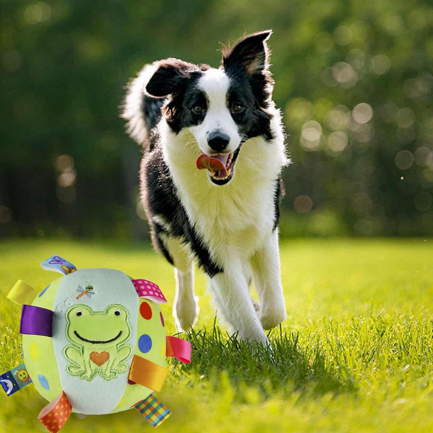 Esenlong Dog Football with Grip Tabs, Interactive Dog Toy with Inner Pet, Pet Christmas Birthday Gifts