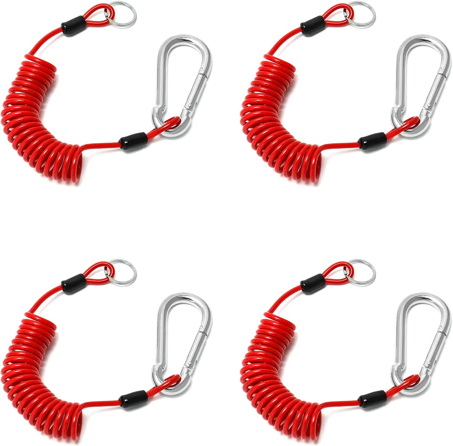 QWORK 4 Ft Breakaway Trailer Cable, Brake Safety Spring Towing Coiled Wire for RV Emergency