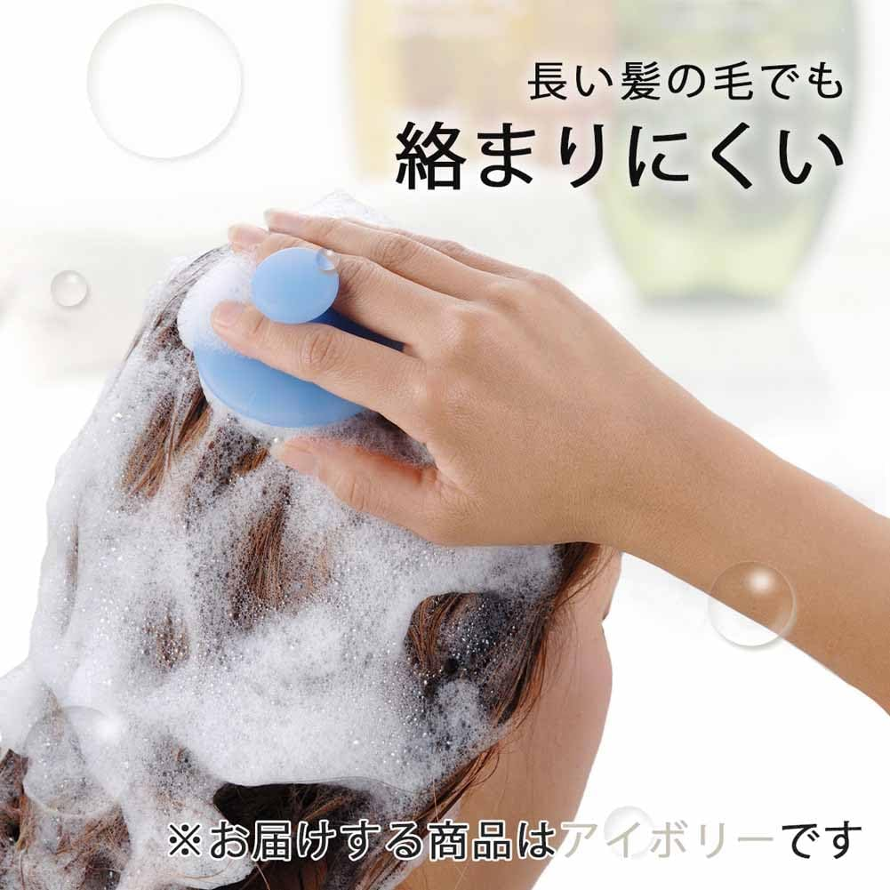 Shimomura 44252 Shampoo Brush Silicone [Made in Japan] Women'S Men'S Hair Washing Scalp Pores Massage Scalp Brush Ivory image number 2