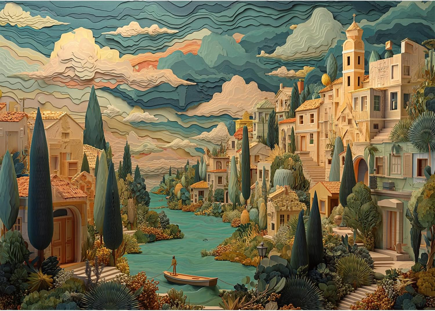 Jigsaw Puzzles for Adults 1000 Pieces Impossible Hard Difficult Challenging Puzzles for Adults 1000Pc Puzzle a Peaceful Town Jigsaw Puzzle 1000 Pieces 28 X 20 Inch image number 4