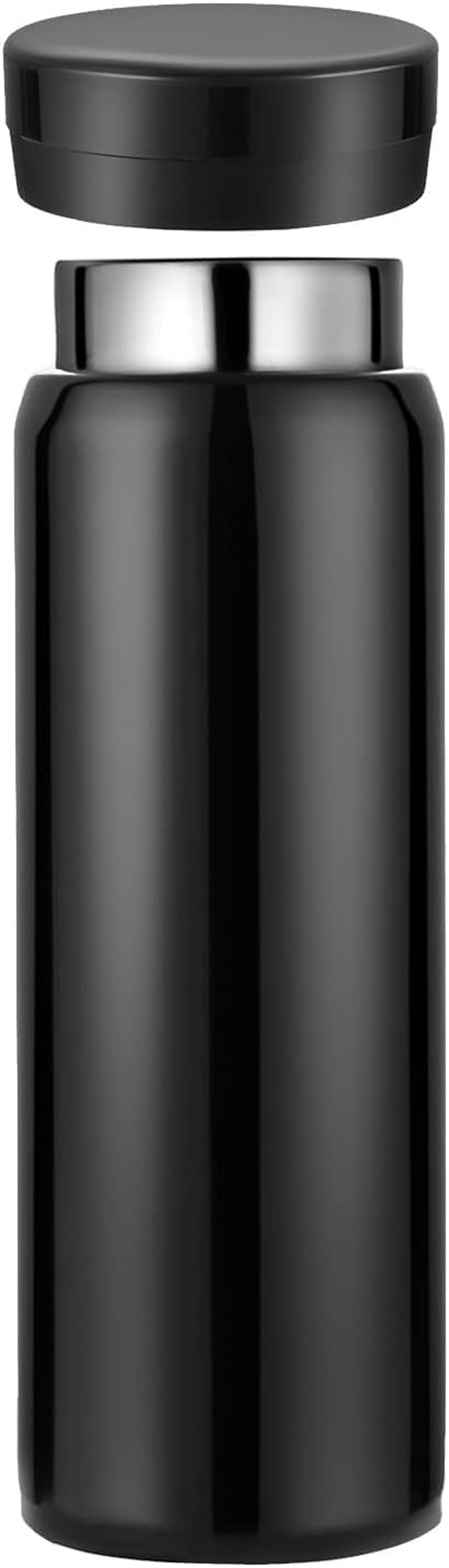 Small Vacuum Insulated Stainless Steel Water Bottle, 1Pc Mini Water Bottle Stainless Steel Small Flask, 7Oz (200Ml), Leak Proof, Keeps Water Hot for Home or Office, Black