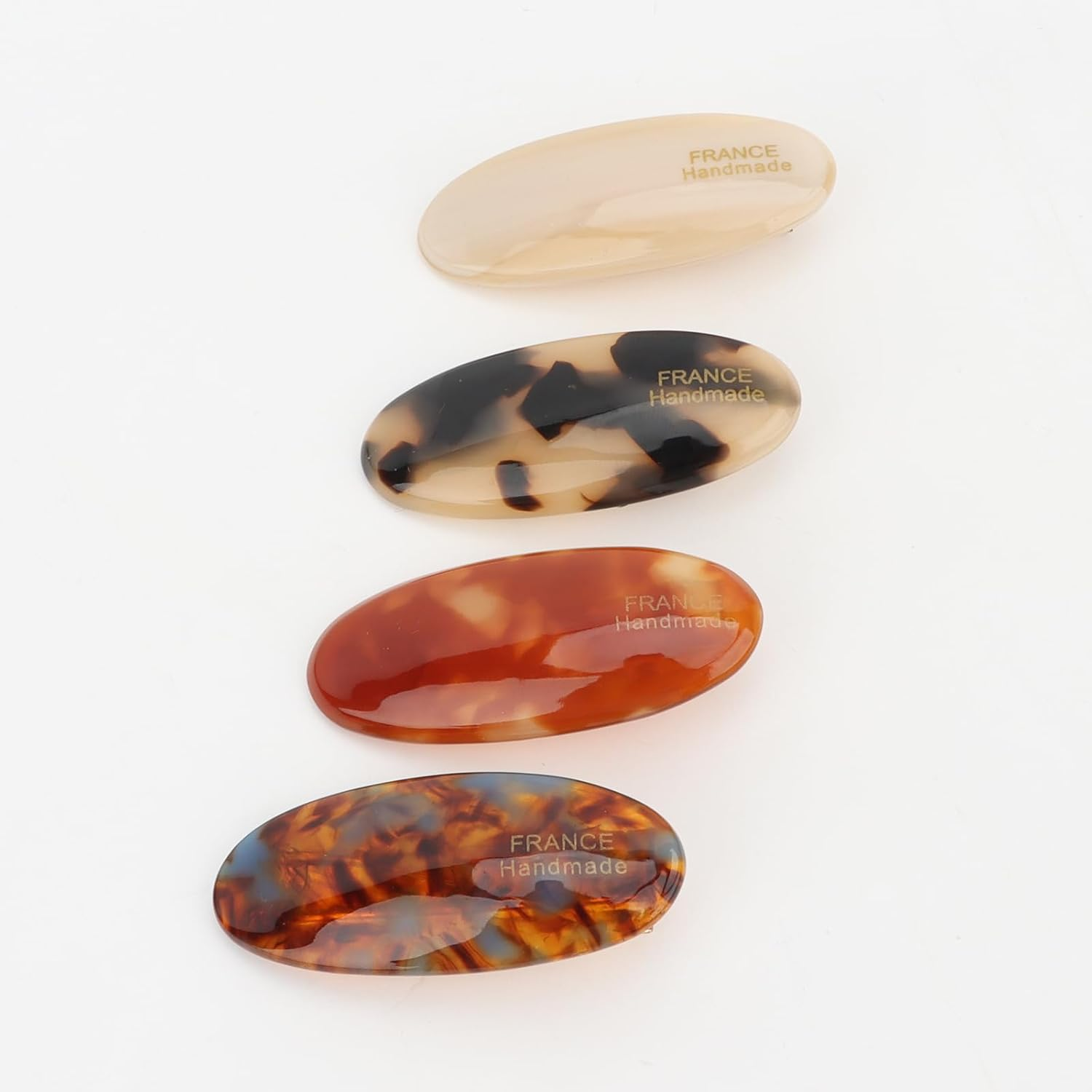 PRUADEOR Set of 4 Women'S French Handmade Hair Clips Oval Hair Clips for Women image number 5