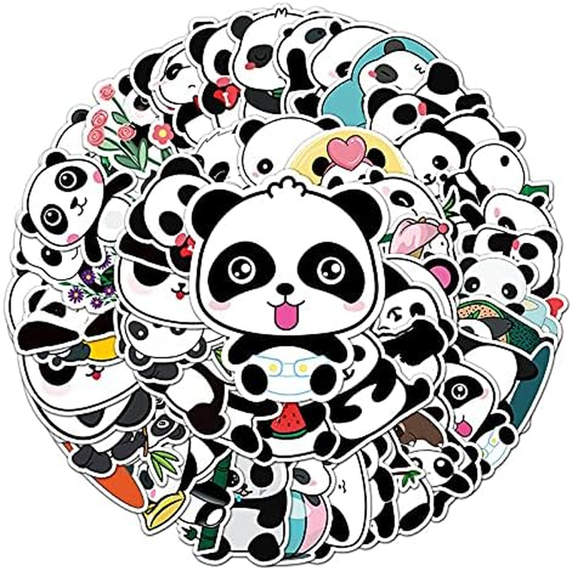 Panda Stickers,50 PCS Panda Graffiti Vinyl Waterproof Decals for Water Bottles Computer Bicycle Skateboard Luggage Phone Pad Laptop Kids Teens Stickers Pack - Blue image number 5