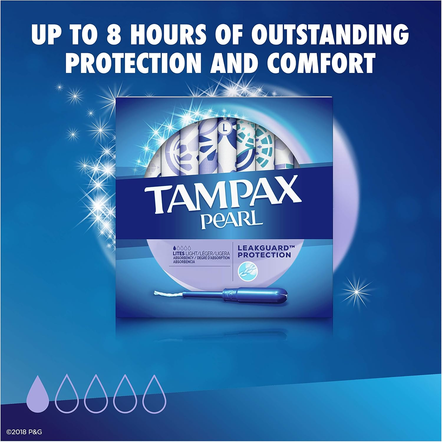 Tampax Pearl Plastic Tampons, Light Absorbency, Unscented, 36 Count (Pack of 2) (72 Total Count) (Packaging May Vary) image number 5