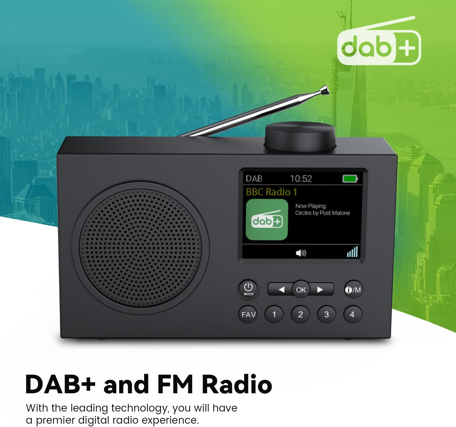 MONODEAL Portable Radios & DAB, Digital Radio with Large 3" TFT Display, Rechargeable DAB/DAB+ Radio Portable with Hifi Stereo Sound, Sleep Timer,Headphone Jack,Aux-In,Usb Charging Cable image number 6