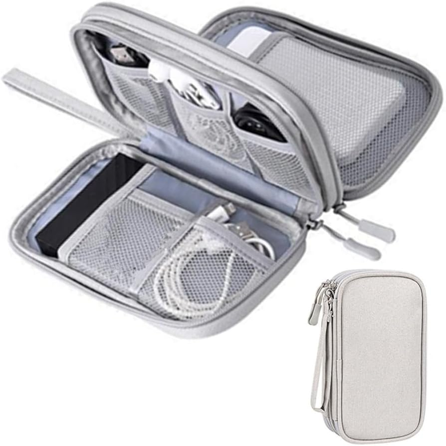 Electronics Organizer, Granmagazz Electronics Accessories Organizer Pouch Bag, Light Grey Cable Organizer Bag, Charger Organizer Case Pouch for Travel Accessories and Electronics image number 1
