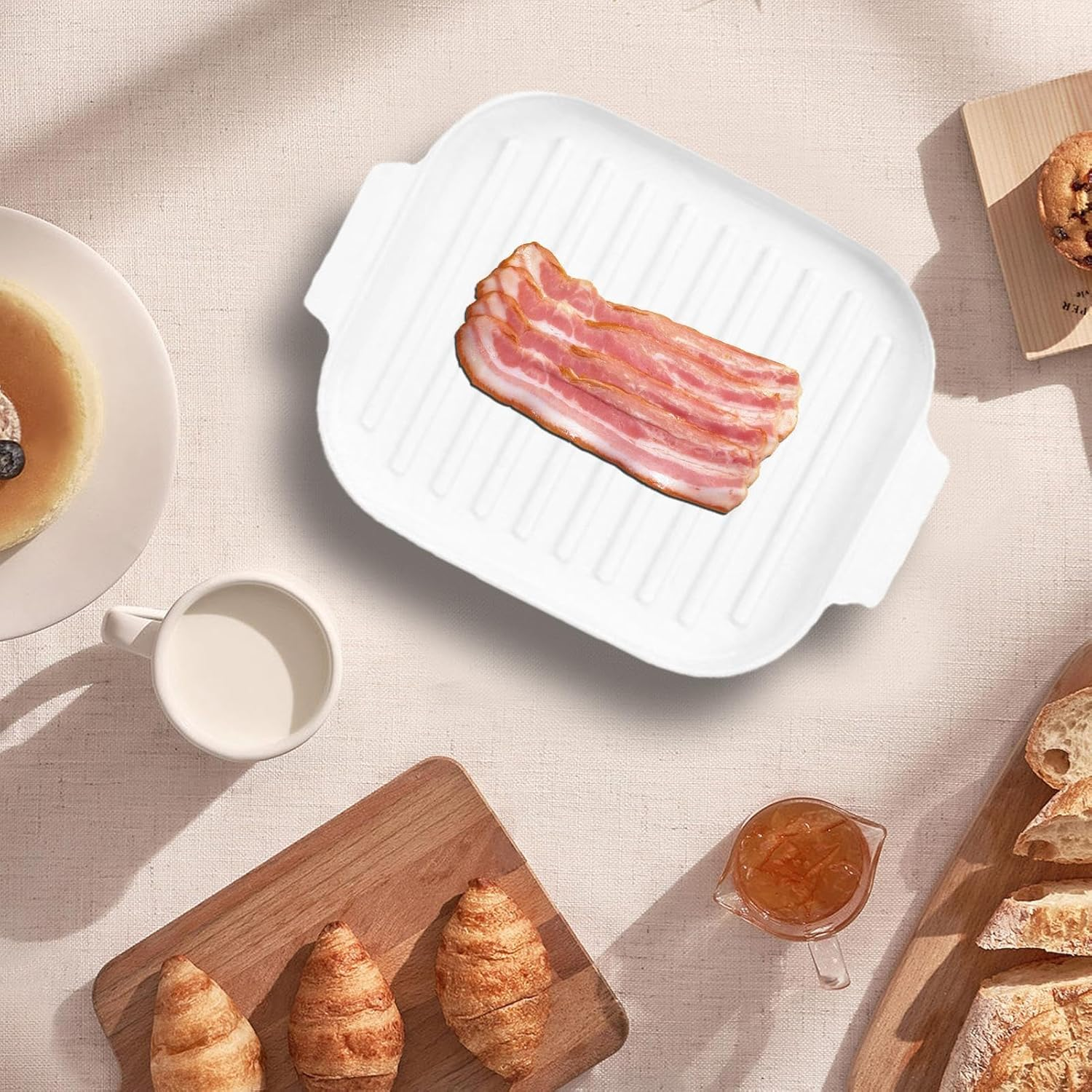 Microwave Bacon Tray - Silicone Microwave Bacon Tray | Bacon Pan with Lid, Crispy Bacon Tray for Microwave Cooking, Microwave Bacon Maker, Quick and with No Mess image number 5