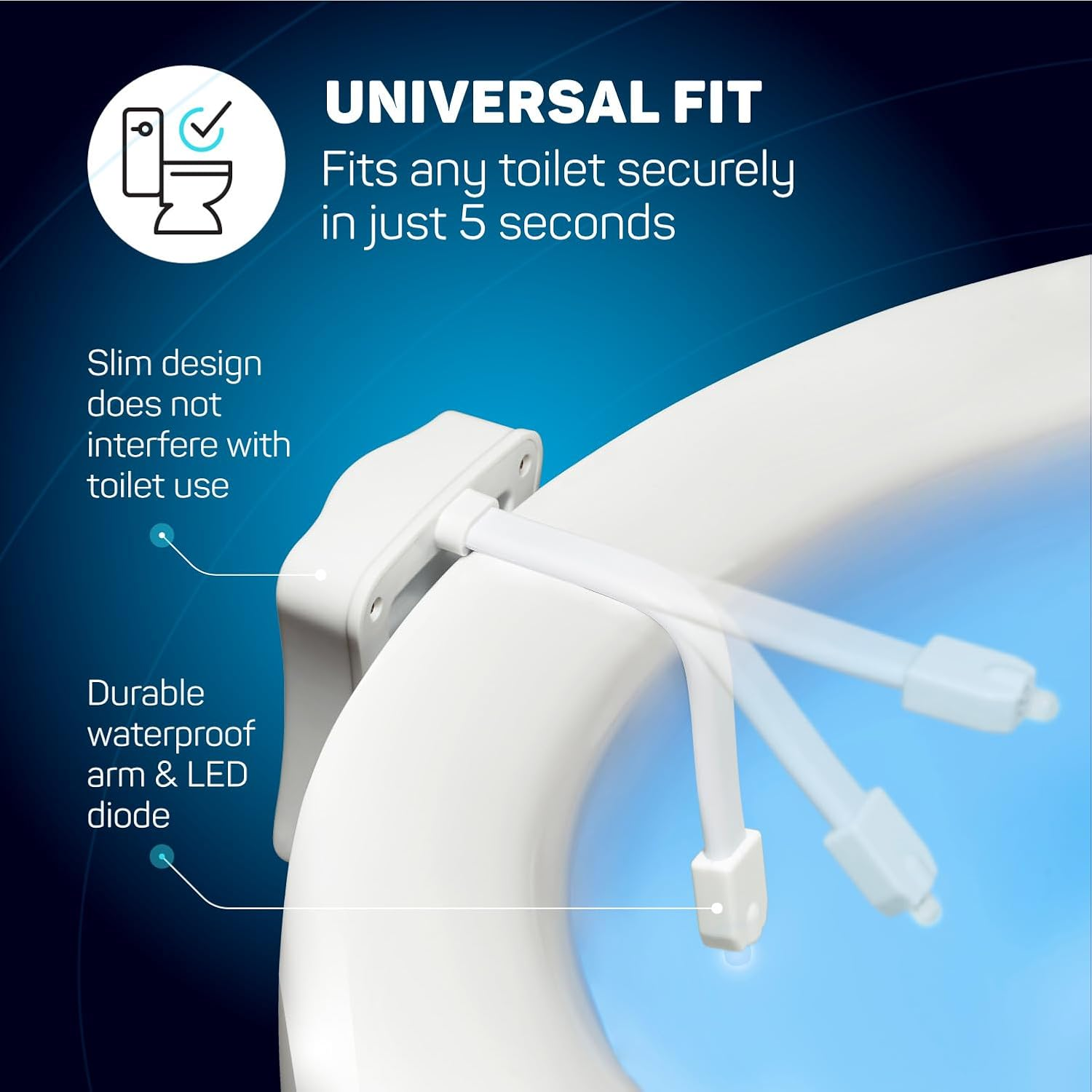 Original Toilet Night Light - Motion Sensor Activated LED - 9 Color Modes Including Blue - Light up Your Toilet Seat image number 1