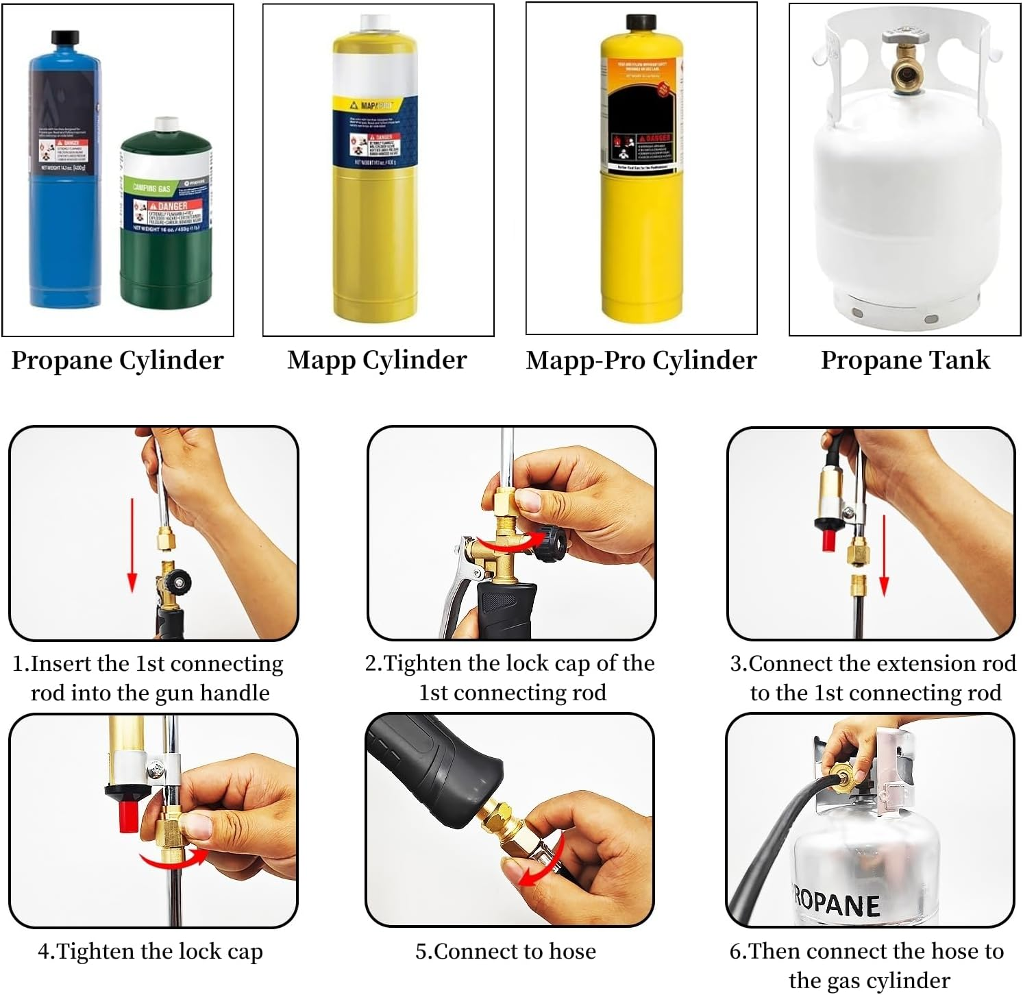 Propane Torch Weed Burner, 800,000 BTU Propane Gas Blow Torch Head Weed Torch with 10FT Hose, Flame Control, Turbo Trigger Push Button Igniter, Flamethrower for Burning Weed Roads Paint Removal image number 4