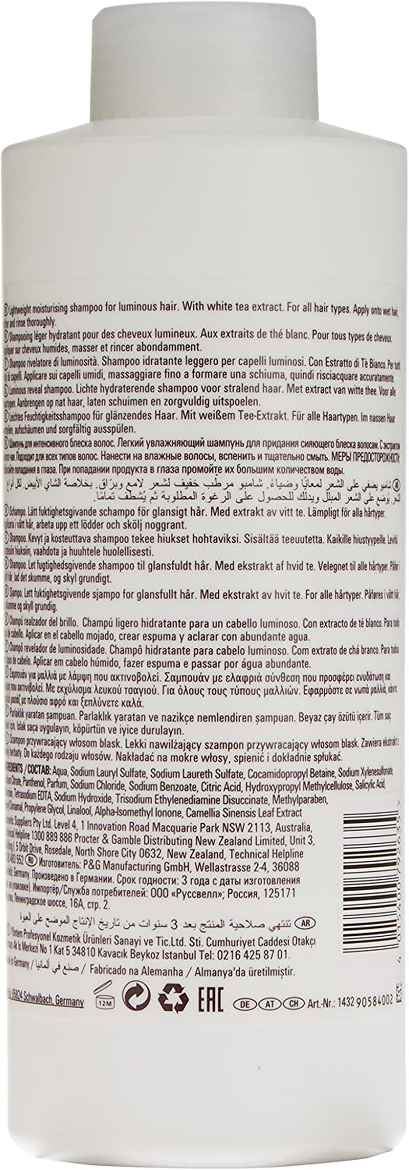 Wella Professionals Oil Reflections Luminous Reveal Shampoo, with Natural Botanicals, Camellia Oil and White Tea Extract, for Long-Lasting Softness and Shine 1000Ml image number 3