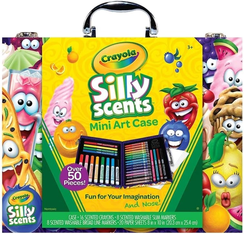 Crayola Silly Scents Mini Art Case 53-Count, Scented Art Tools for Creative Kids, Assorted Colors, Great for Coloring at Home or for Travel
