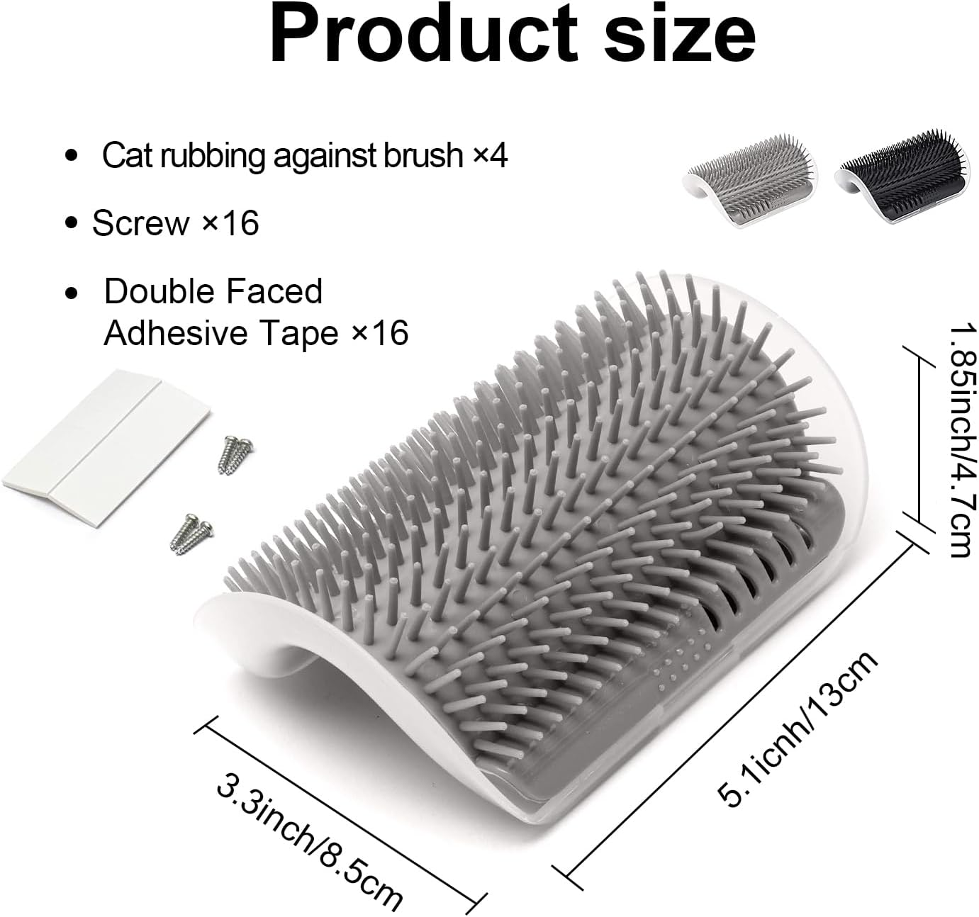 Cat Self-Groomer,Funcyboo 4-Pack Cat Corner Scratching Brush, Cat Use Soft Tentacle Massage Comb Suitable for Long-Haired Cats and Short-Haired Cats (2 Black & 2 Grey) image number 3