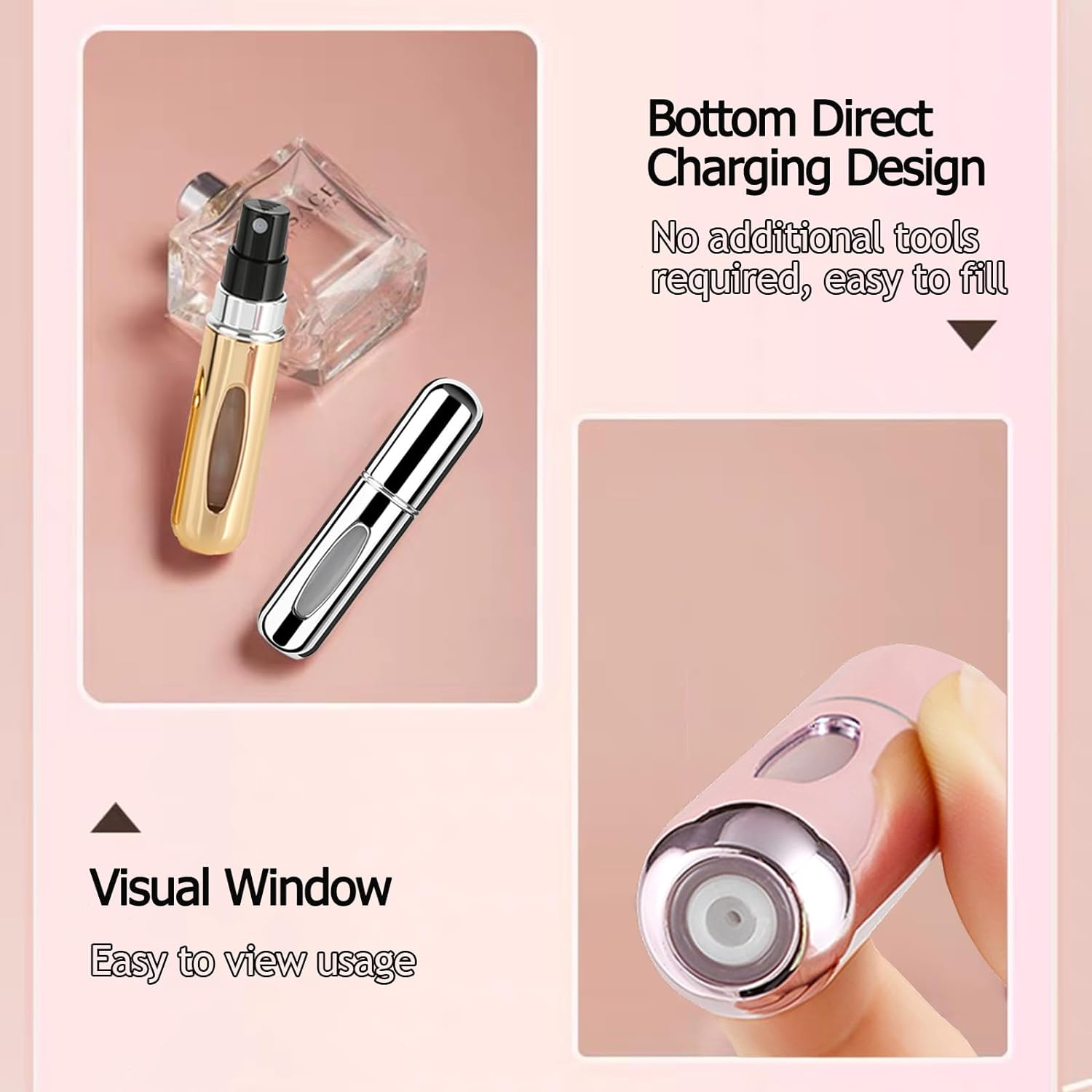 6 PCS Mini Perfume Atomizer Bottles,Portable Size Spray Container,5Ml Refillable Pump for Traveling and Outgoing