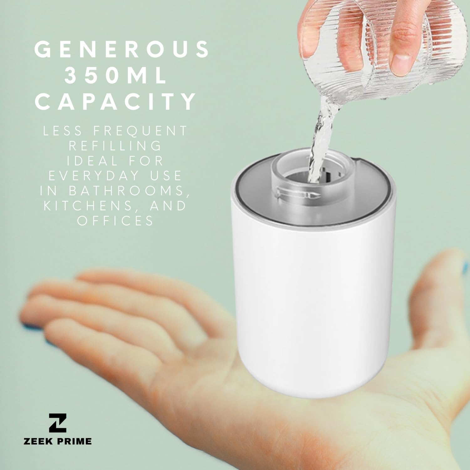 ZEEK PRIME - Auto Sensor Foam Soap Dispenser &ndash; Touchless Rechargeable Hand Soap Dispenser with 4-Speed Foam Control, USB Charging, 1200Mah Battery | Hands-Free Hygiene for Kitchen & Bathroom. image number 4