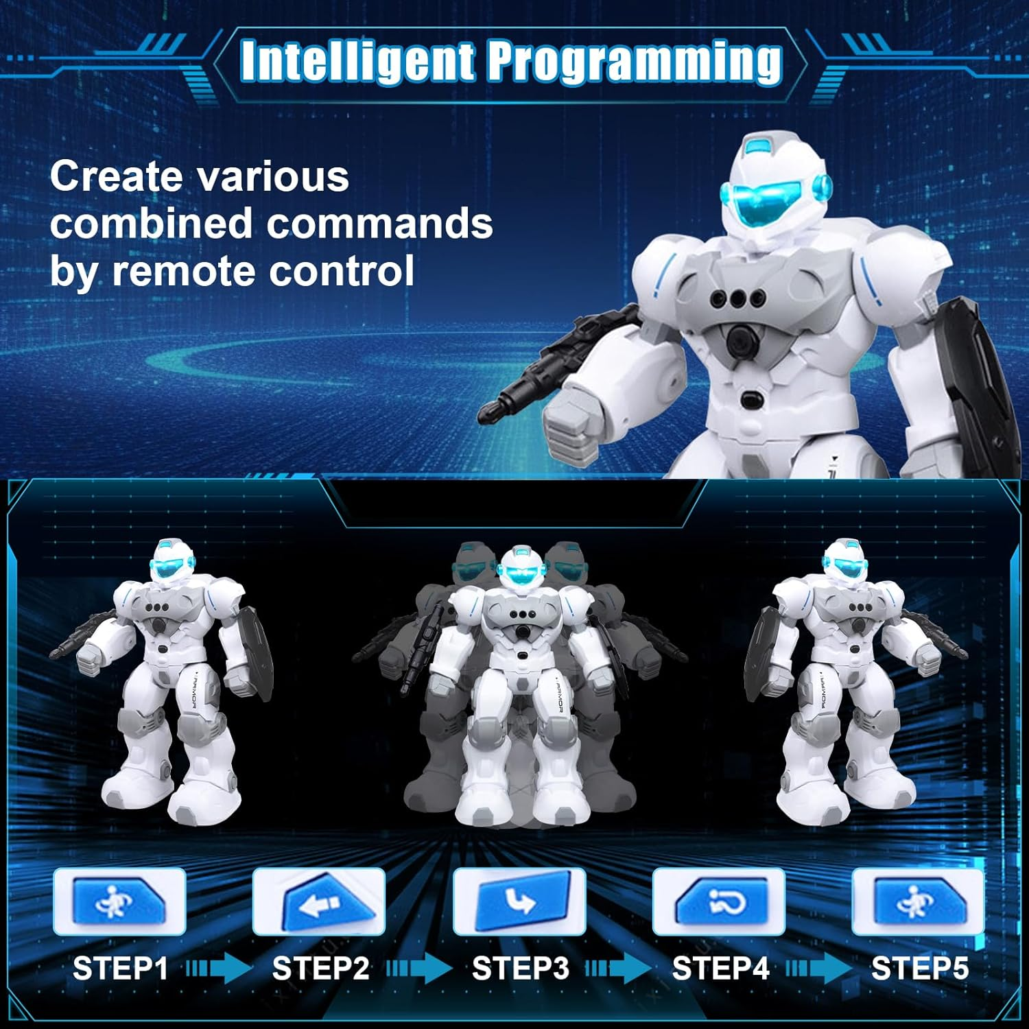 Robot Toys for 6-10 Year Old Kids, Rechargeable Intelligent Programmable RC Robot with 2.4Ghz Gesture Sensing, Christmas Birthday Gifts for Boys Girls