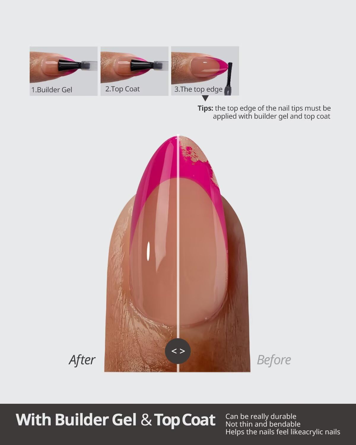 Btartboxnails XCOATTIPS Press on Nails Short - 5 Pink Shades & 160PCS Square French Tip Nails, Soak off Soft Gel Nail Tips Salon Quality Gel Nail Extensions in 16 Sizes image number 2