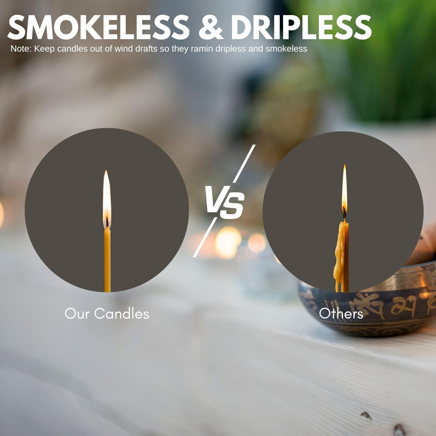 Luxora Pure Beeswax Candles - Honey-Scented, Decorative Thin Taper Candles - Ideal for Birthday Decoration or Church Prayers - Drip Free, Tall & Smokeless Pack of 50 Pcs, (50Pcs, 5Mm X 160Mm) image number 2