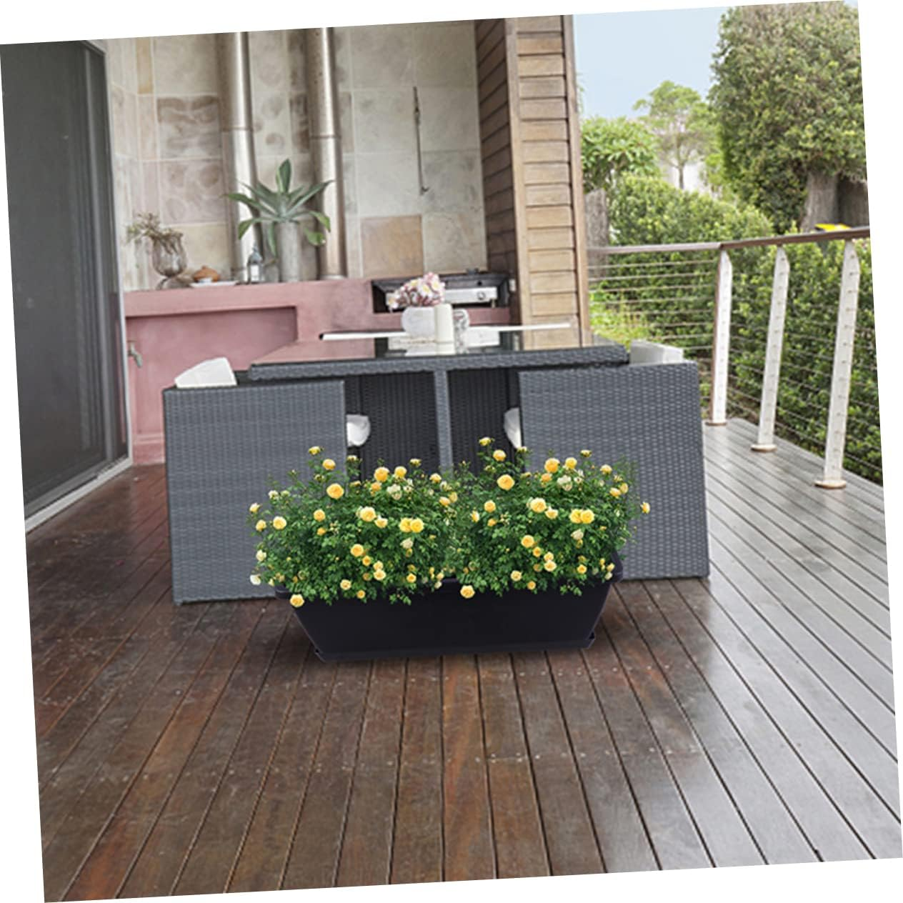 Didiseaon 5 Sets Rectangular Gardening Pots with Trays Durable Outdoor Planters for Vegetables Flowers Herbs for Windowsills Balconies and Patios image number 4
