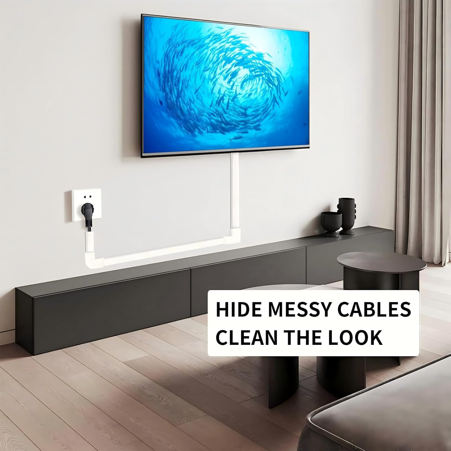 Cord Hider, 400CM / 157In Wire Covers for Cords on Wall, Premium Cable Hider Cord Covers for Wires, Cable Management Wire Hiders for TV, Cable Raceway Kit, 10Pcs 0.59In W X 0.35In H X 15.75In L image number 3