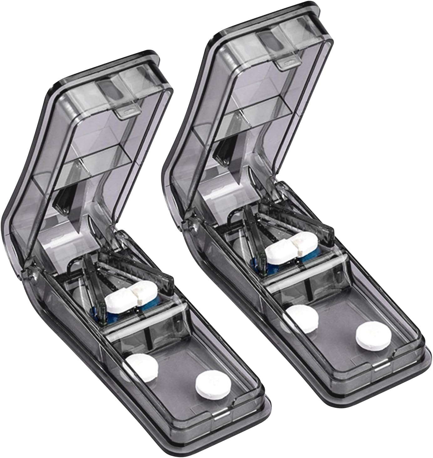 2 Pack Pill Cutter Splitter,Adjustable Pill Cutter with Stainless Steel Blade for Small or Large Pills Professional,Grey image number 2