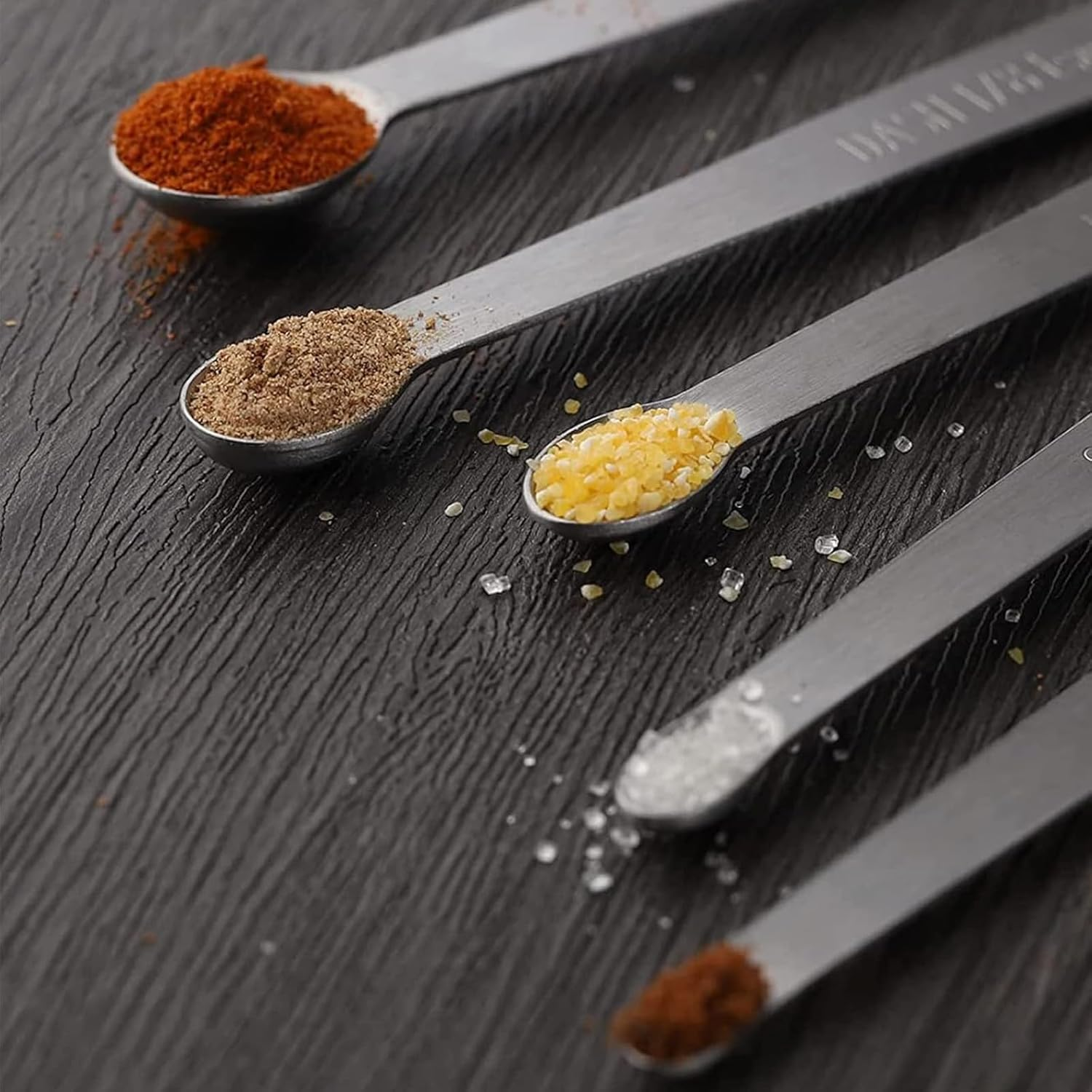 EYBDYB Stainless Steel Mini Measuring Spoons Set of 5 &ndash; Precise Teaspoon Measuring Tools 1/64, 1/32, 1/16, 1/8, 1/4 Tsp &ndash; Small Spice Measuring Spoons with Silicone Grip Handles & Storage Ring image number 3
