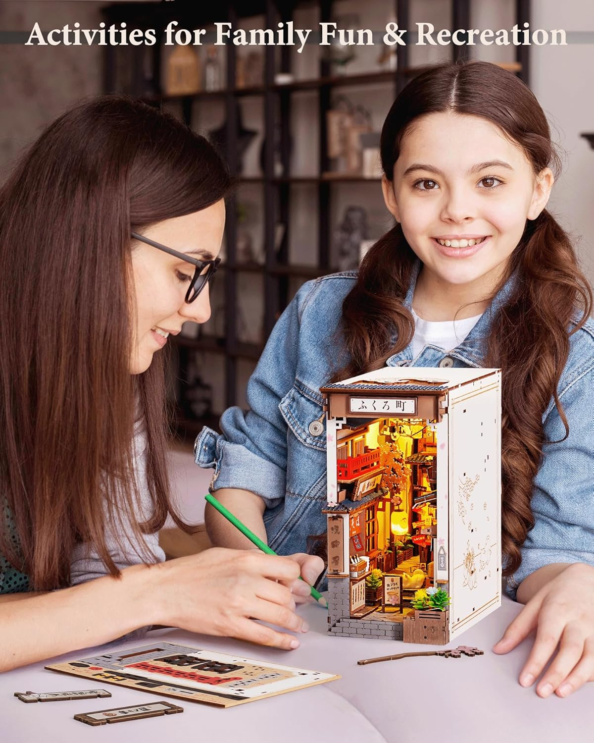 Rolife Book Nook Kit Sakura Wine Alley, 3D Wooden Puzzle Booknook for Bookshelf Decor, Japanese-Inspired Sakura Theme Creative DIY Miniature Dollhouse Kit, Crafts Gifts for Adults, Teens & Book Lovers image number 2