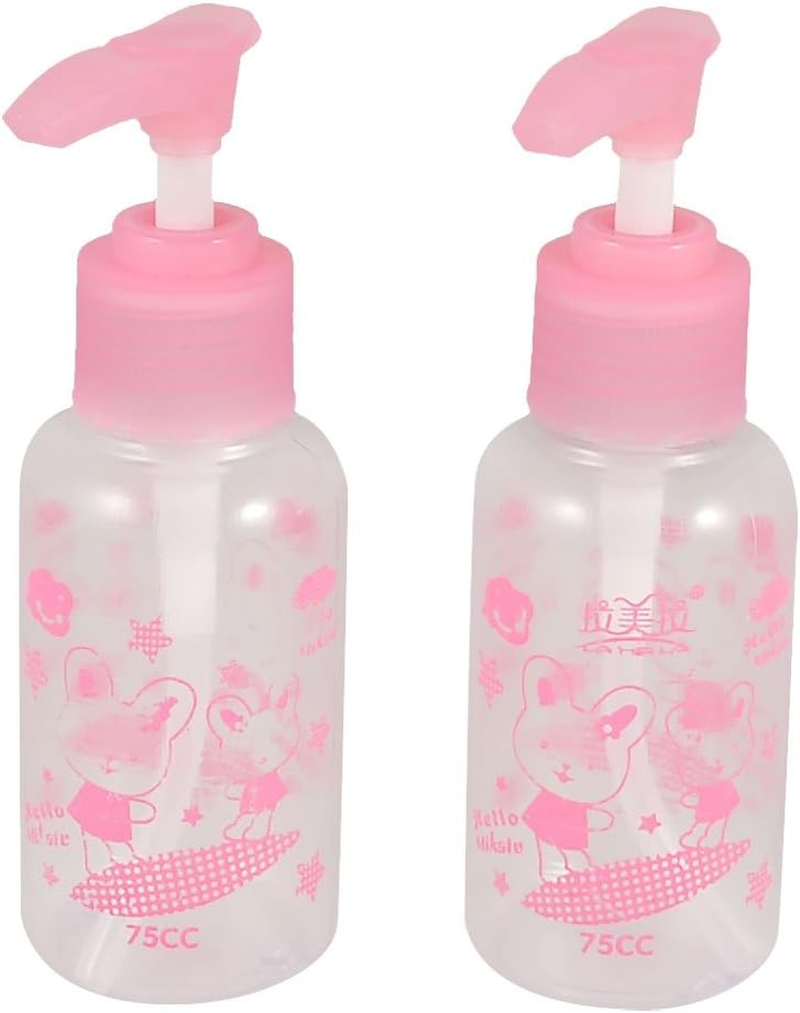 Ruilogod 2-Piece Pink Letter Print Clear Empty 75ML Spray Bottle Perfume Atomizer